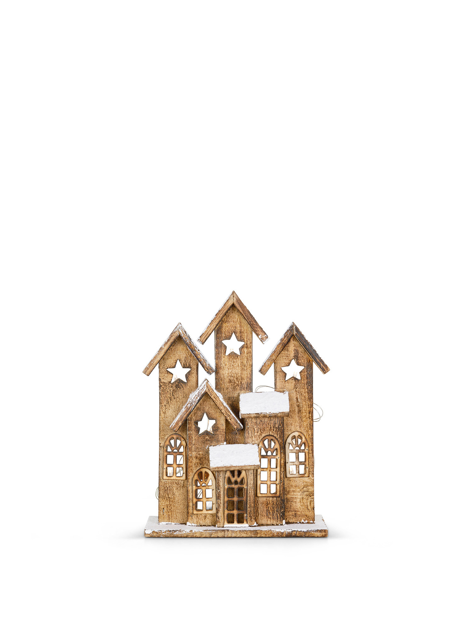 Decorative wooden house with led, Light Brown, large image number 0