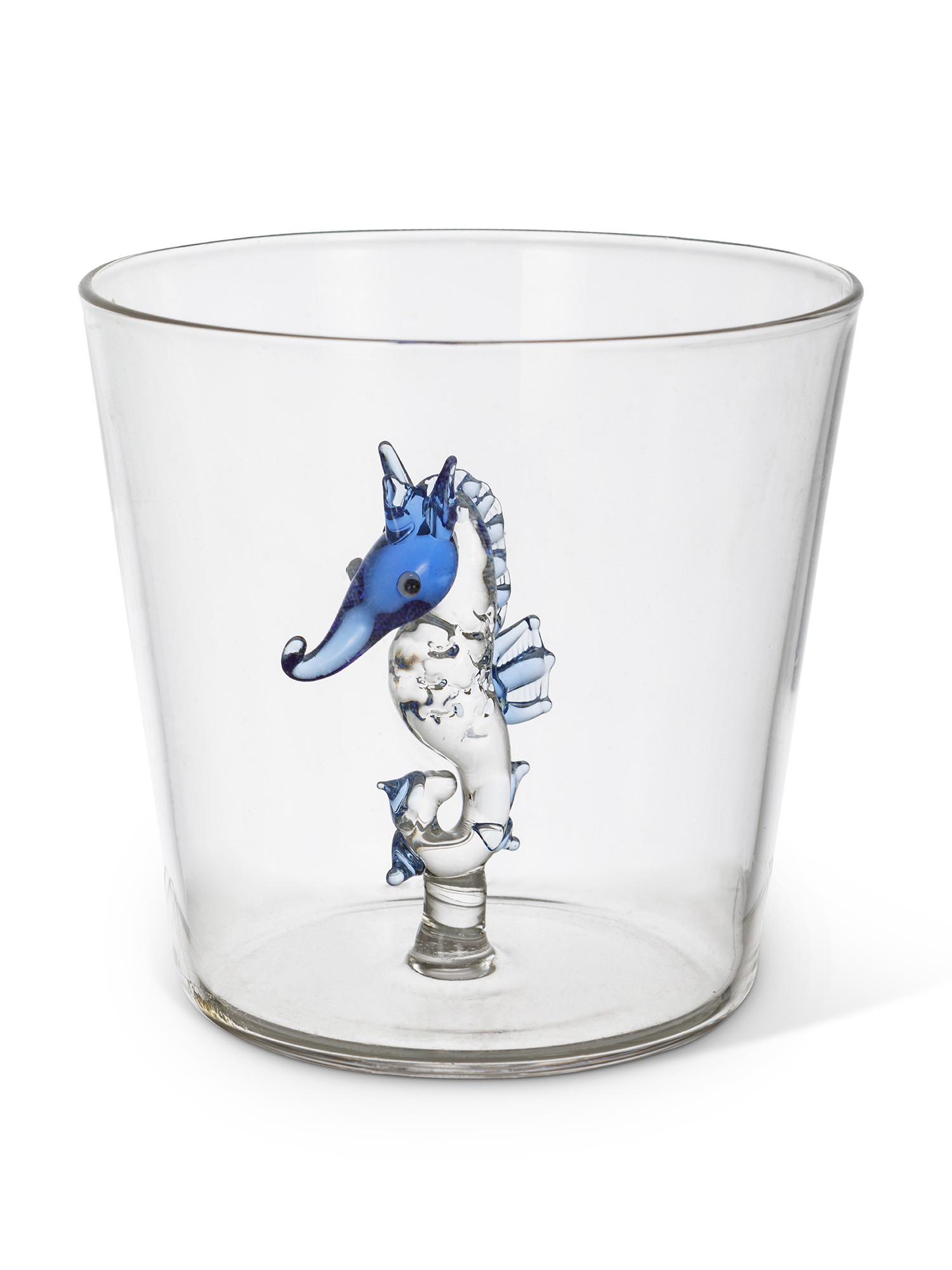 Bicchiere in vetro dettaglio cavalluccio marino, Trasparente, large image number 1
