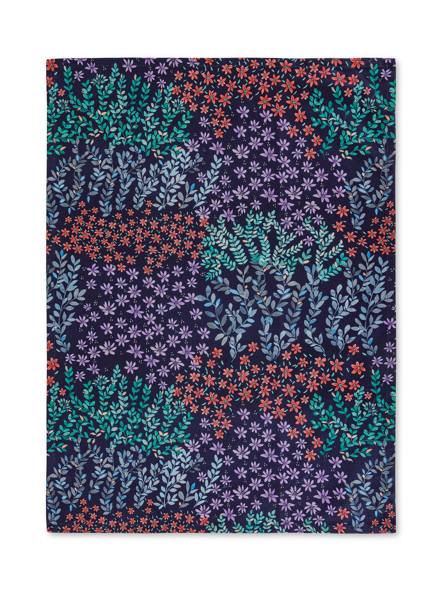 Set 3 strofinacci puro cotone stampa digitale a fiori, Blu, large image number 1