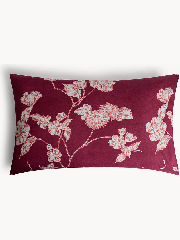 Cotton percale pillowcase with floral print