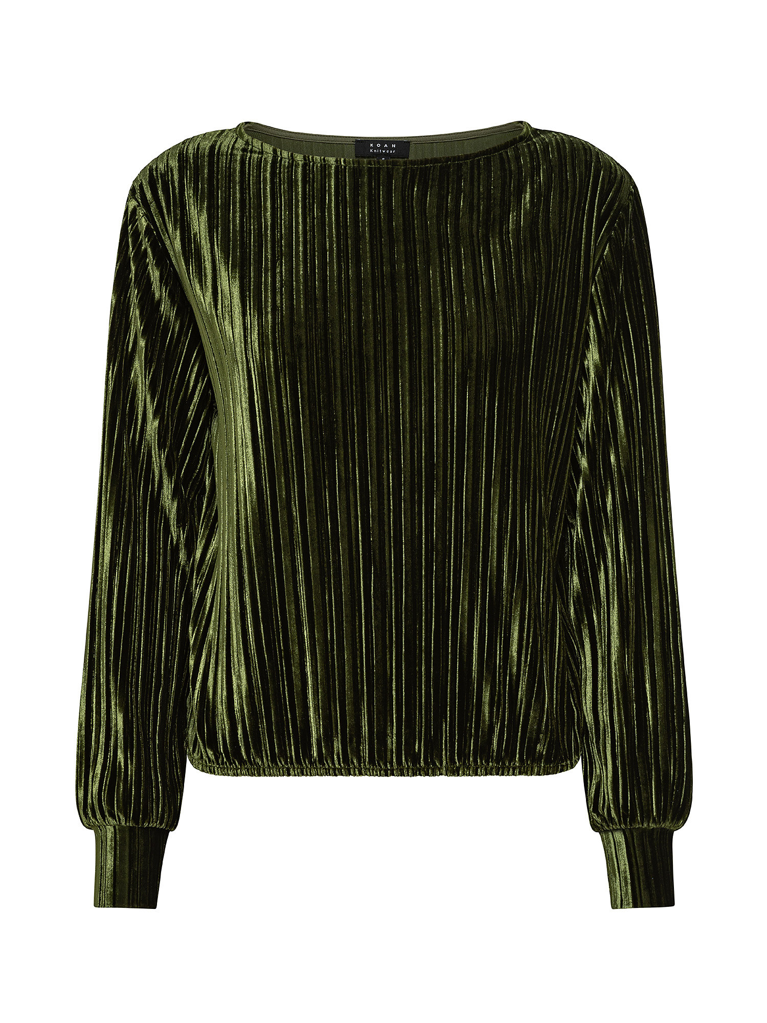 T-shirt in velour plissé, Verde, large image number 0