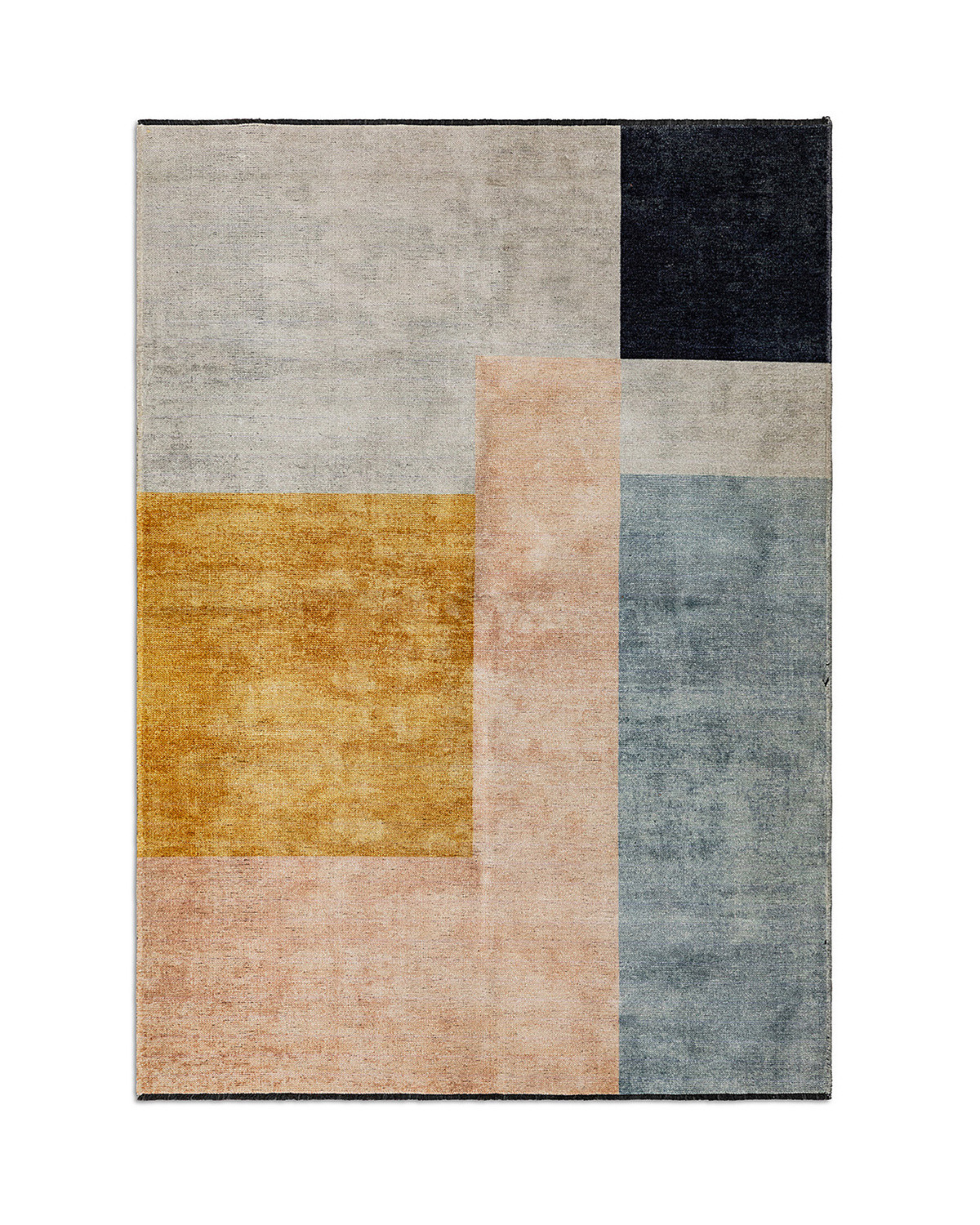 Cotton blend rug with geometric pattern, Dark Yellow, large image number 0