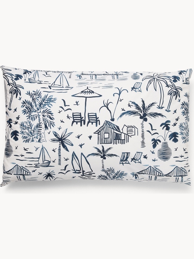 Floral cotton percale pillowcase