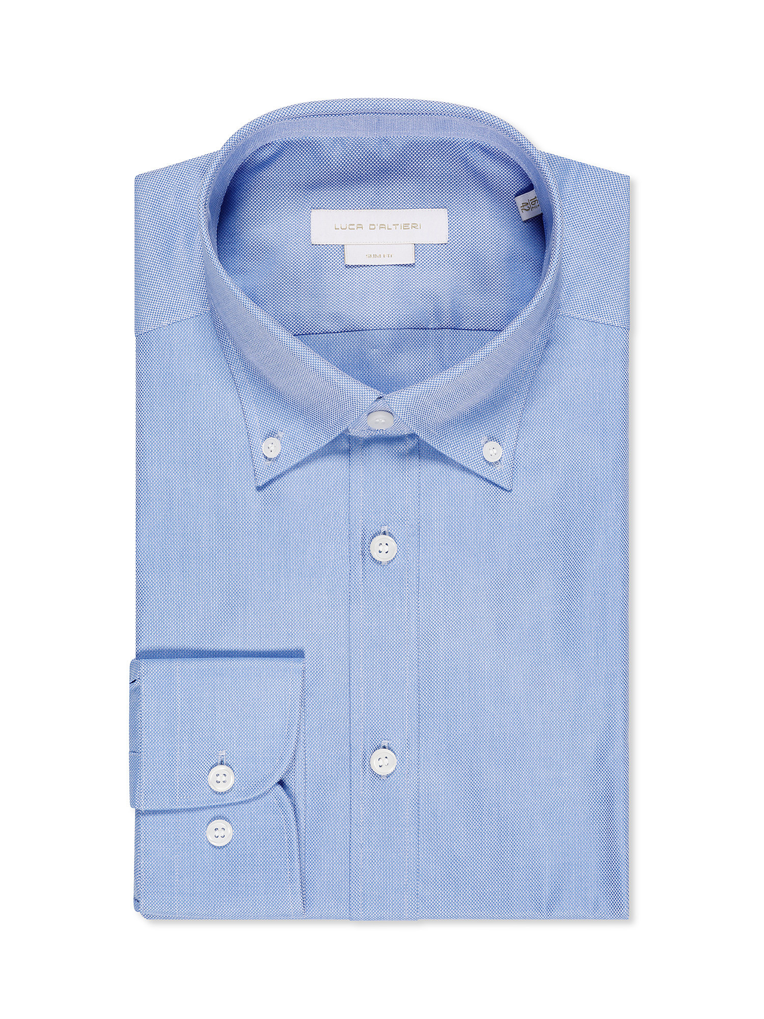 Camicia slim fit in puro cotone, Azzurro, large image number 0