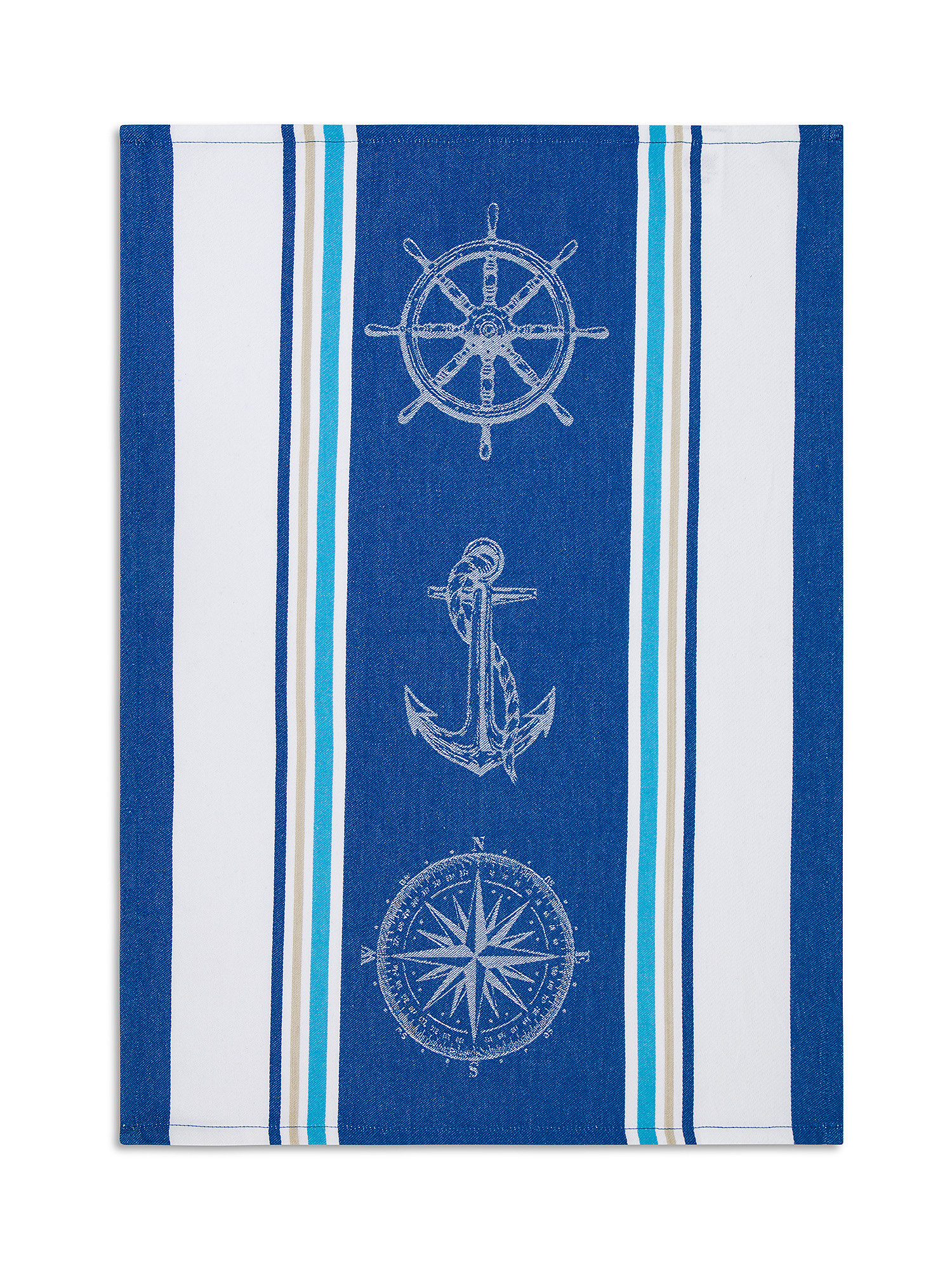 Set of 3 cotton tea towels, Blue, large image number 1