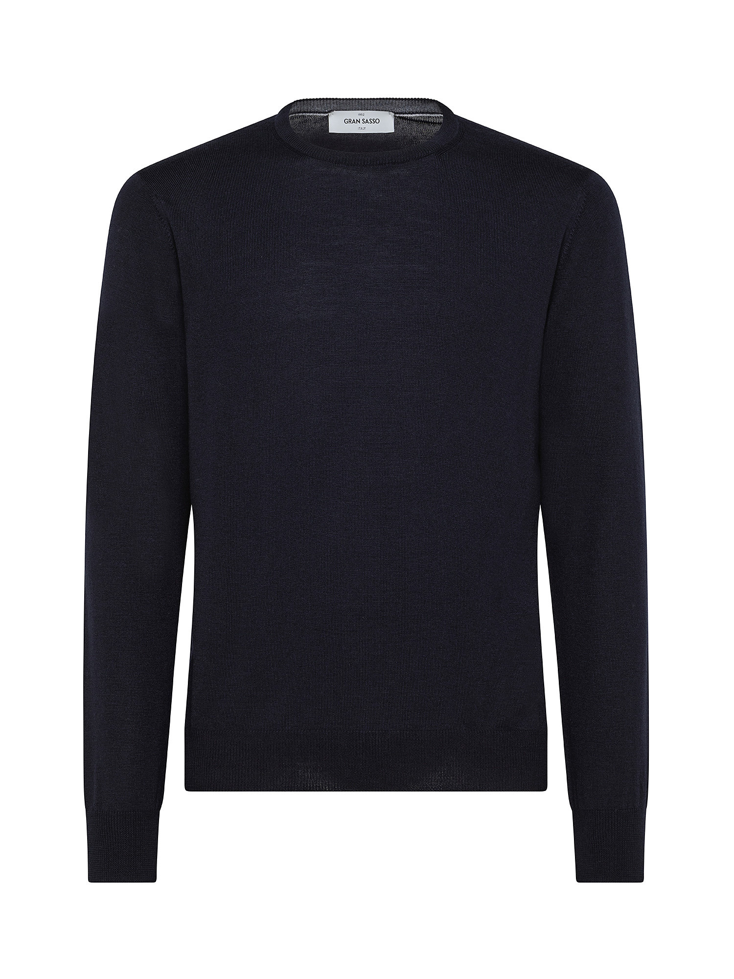 Crew neck in extrafine merino wool, Blue, large image number 0