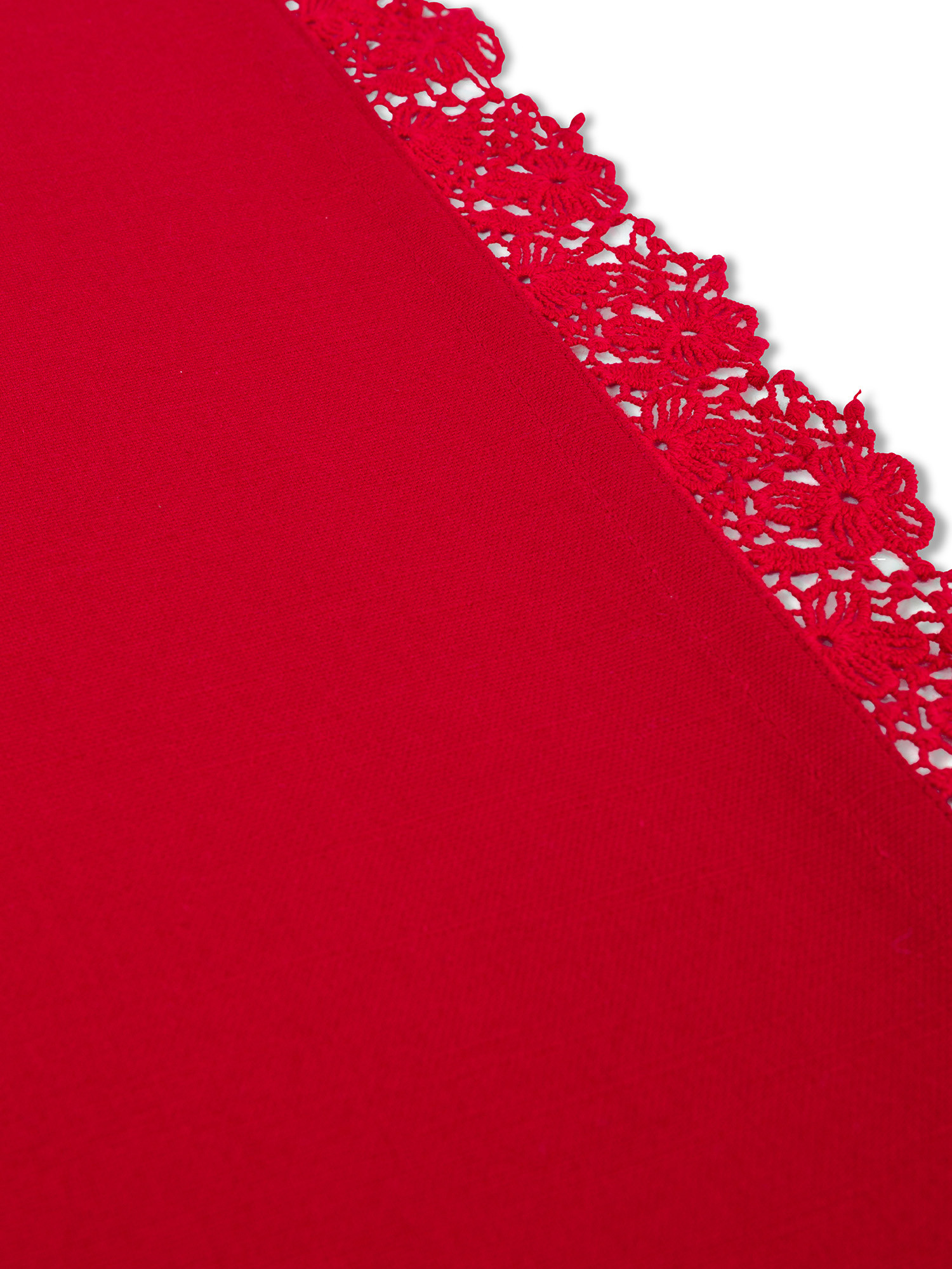 Runner cotone con ricamo ai bordi, Rosso, large image number 1