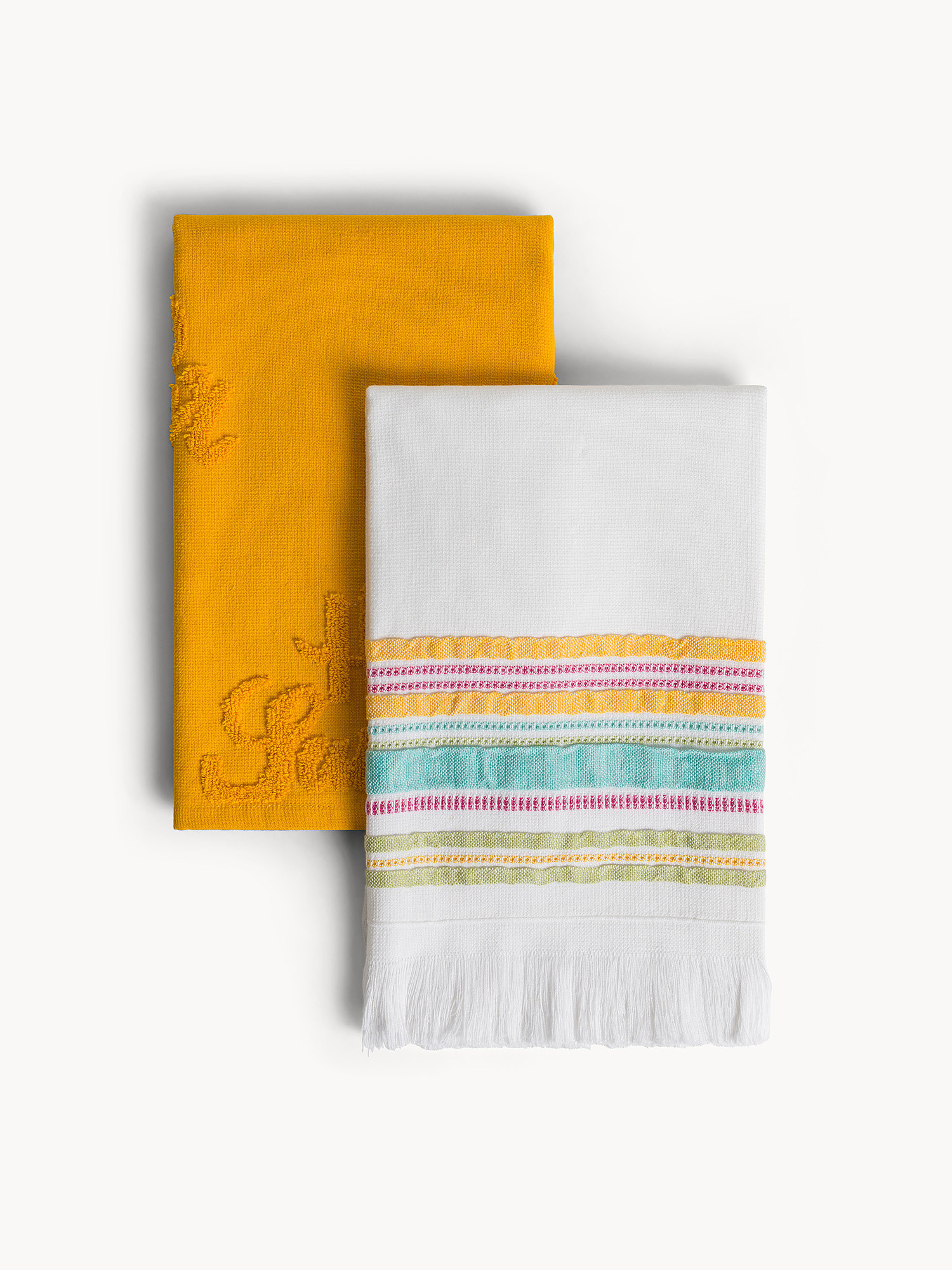Set of 2 pure cotton tea towels with Hello Summer print, Multicolor, large image number 0