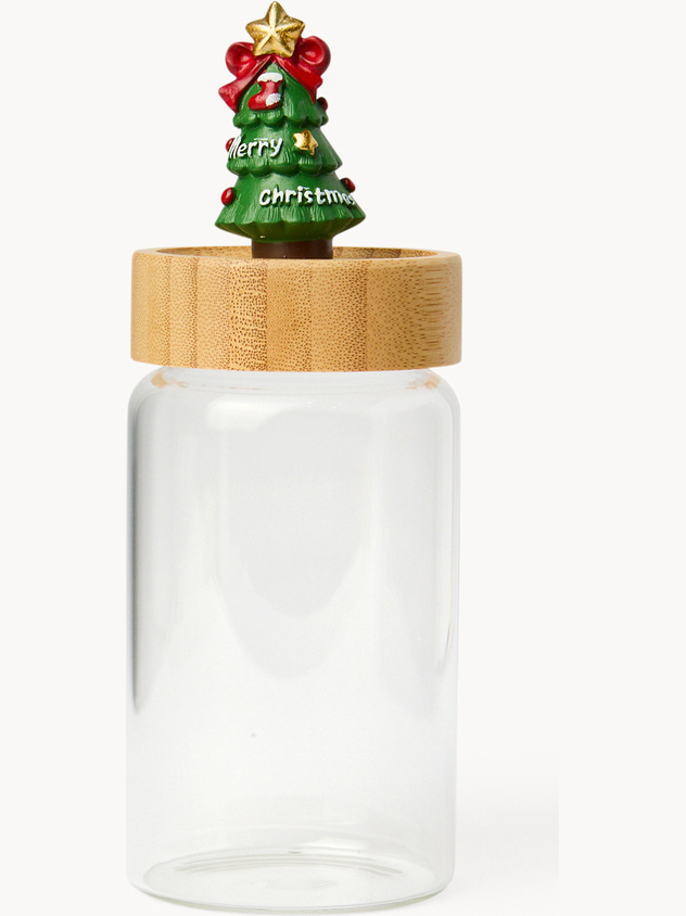 Glass jar with tree-shaped lid