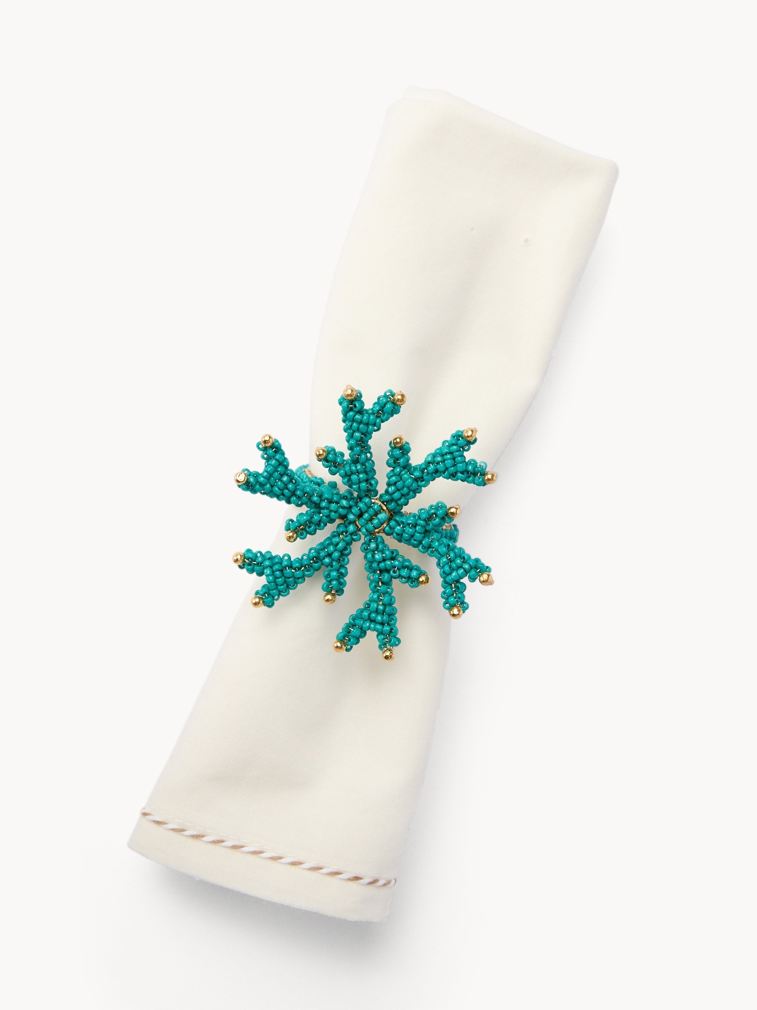 Portatovagliolo fatto a mano con perline in vetro, Bianco/Azzurro, large image number 1