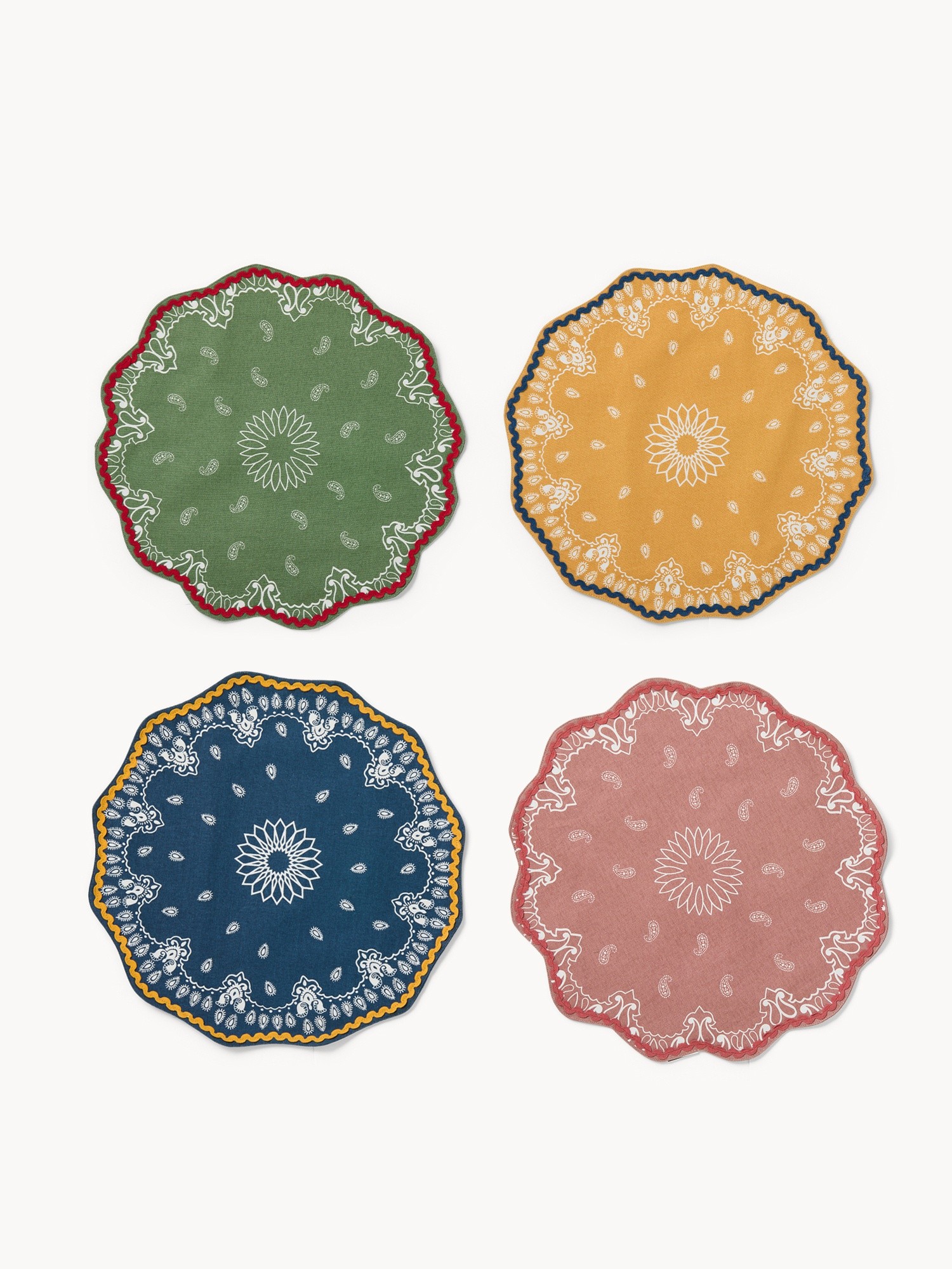 Tovaglietta in puro cotone con stampa bandana e bordi smerlati - Prezzo di lancio, Multicolor, large image number 0