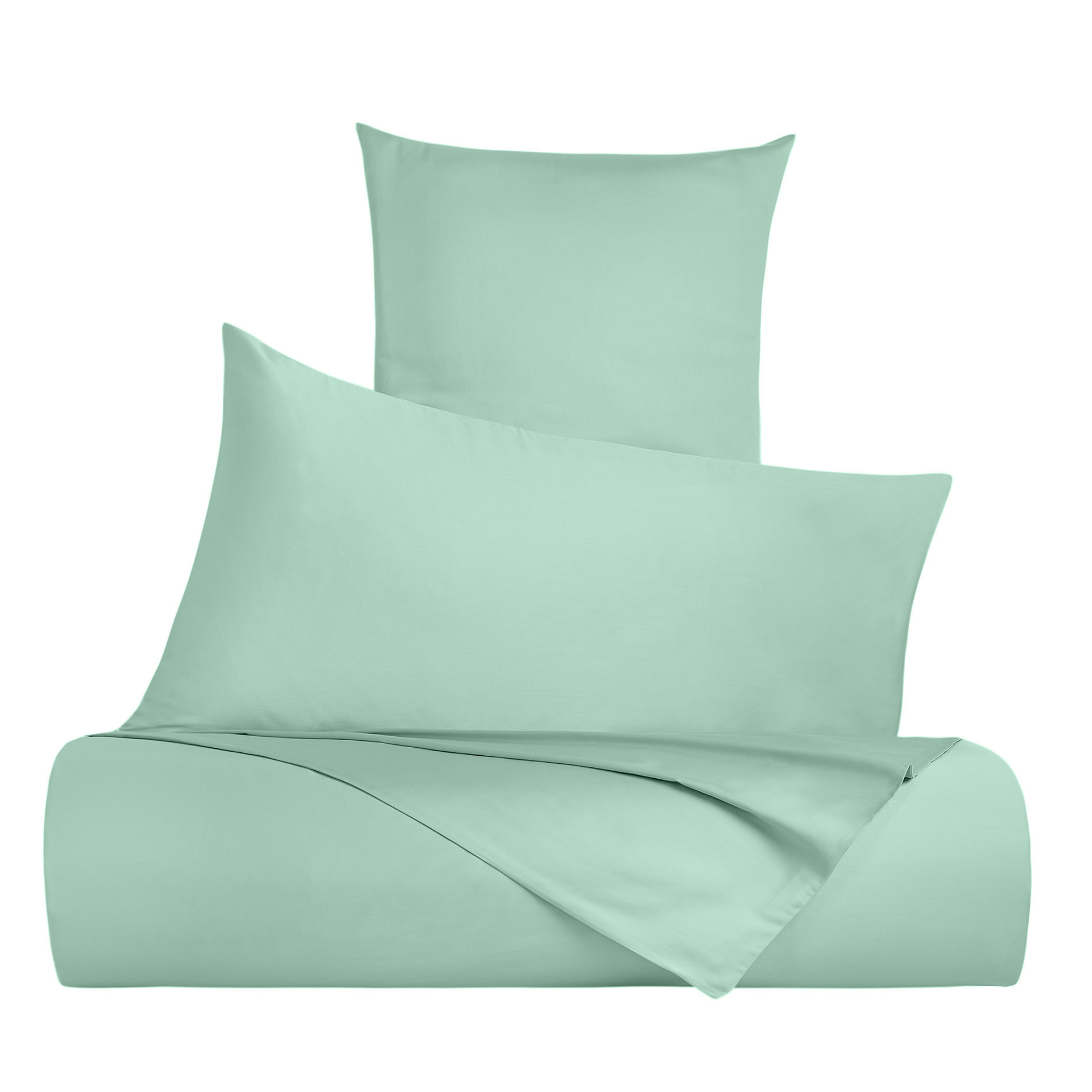 Zefiro bed linen set in 100% cotton satin, Teal, large image number 0