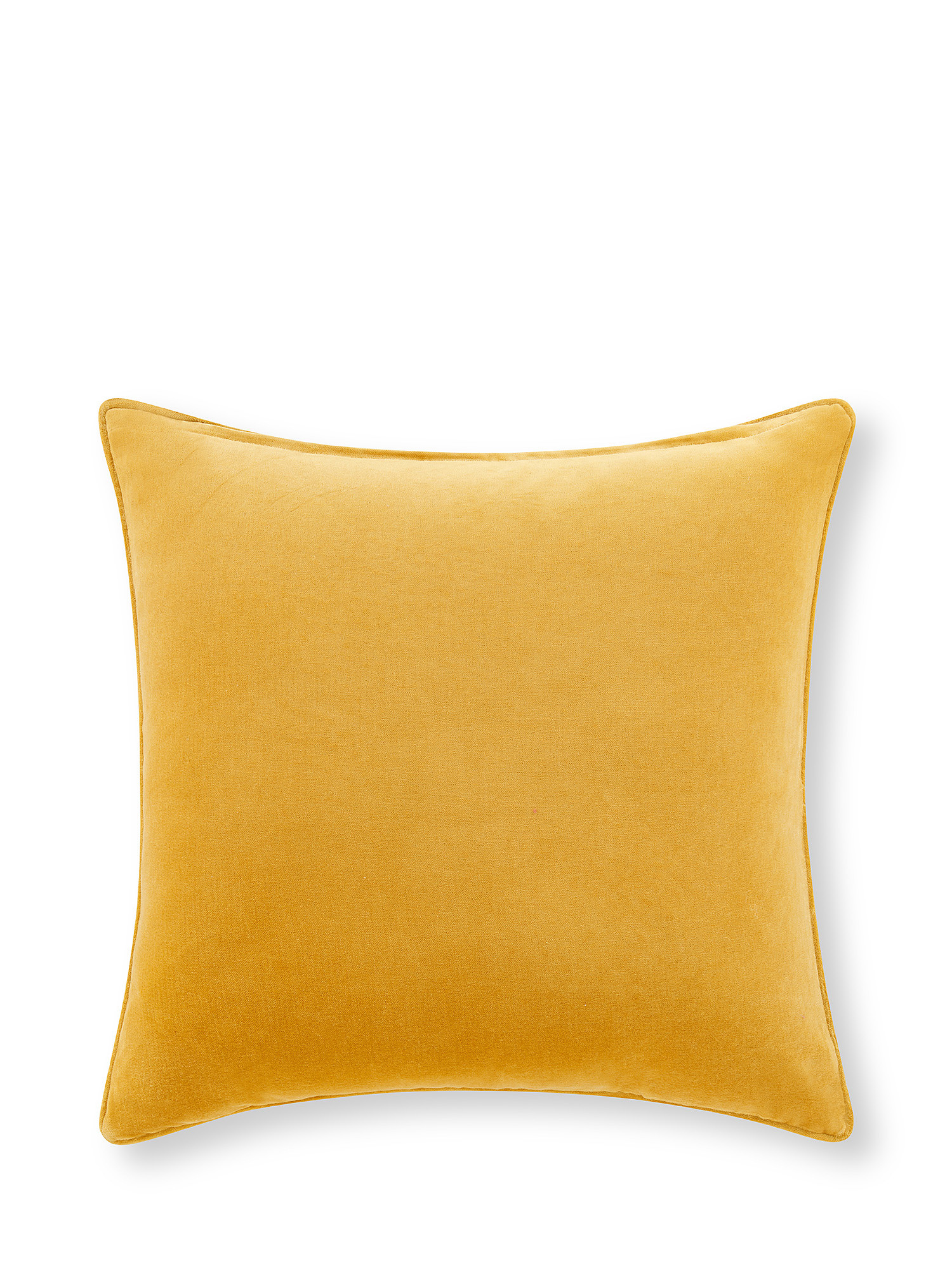 Velvet cushion with flower embroidery 45x45cm, Yellow, large image number 1