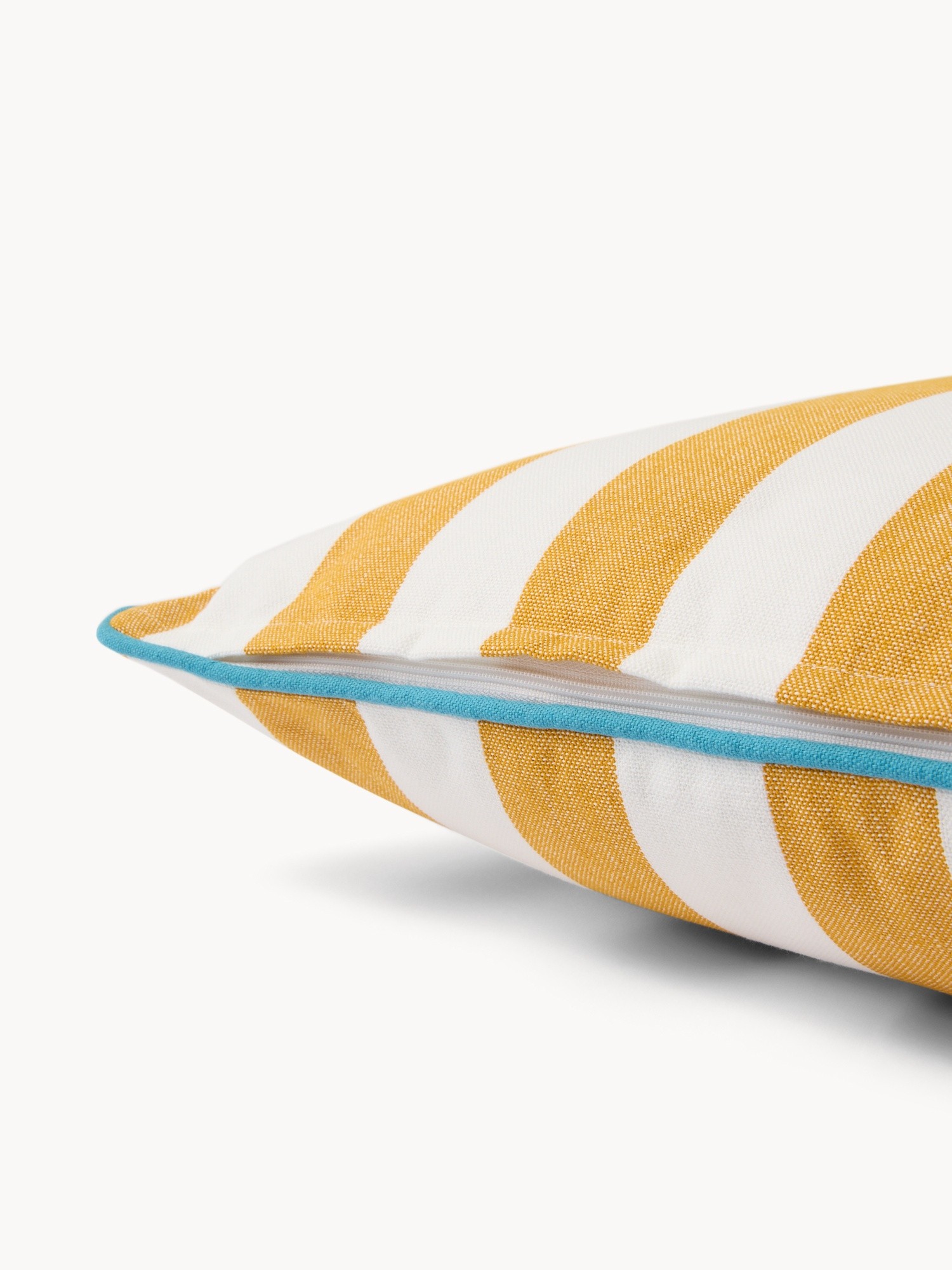 Striped Cushion with Contrast Overlock 45x45cm - Introductory Price, Yellow, large image number 2