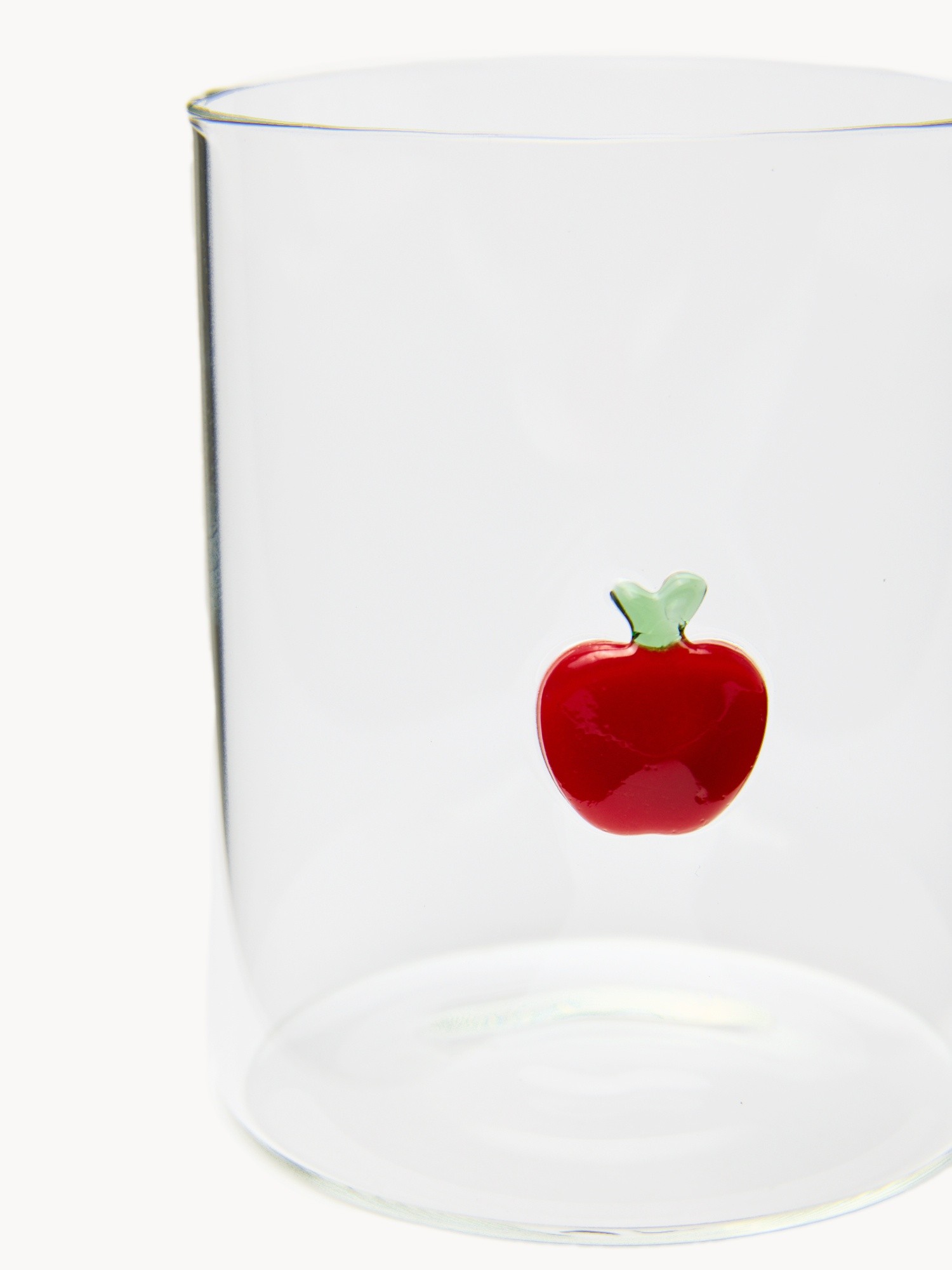 Bicchiere in vetro borosilicato dettaglio mela, Trasparente, large image number 1
