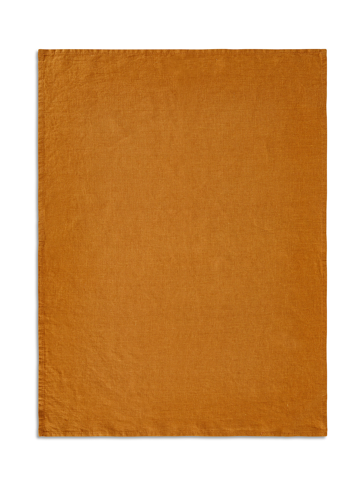 Solid color washed pure linen tea towel, Dark Yellow, large image number 1