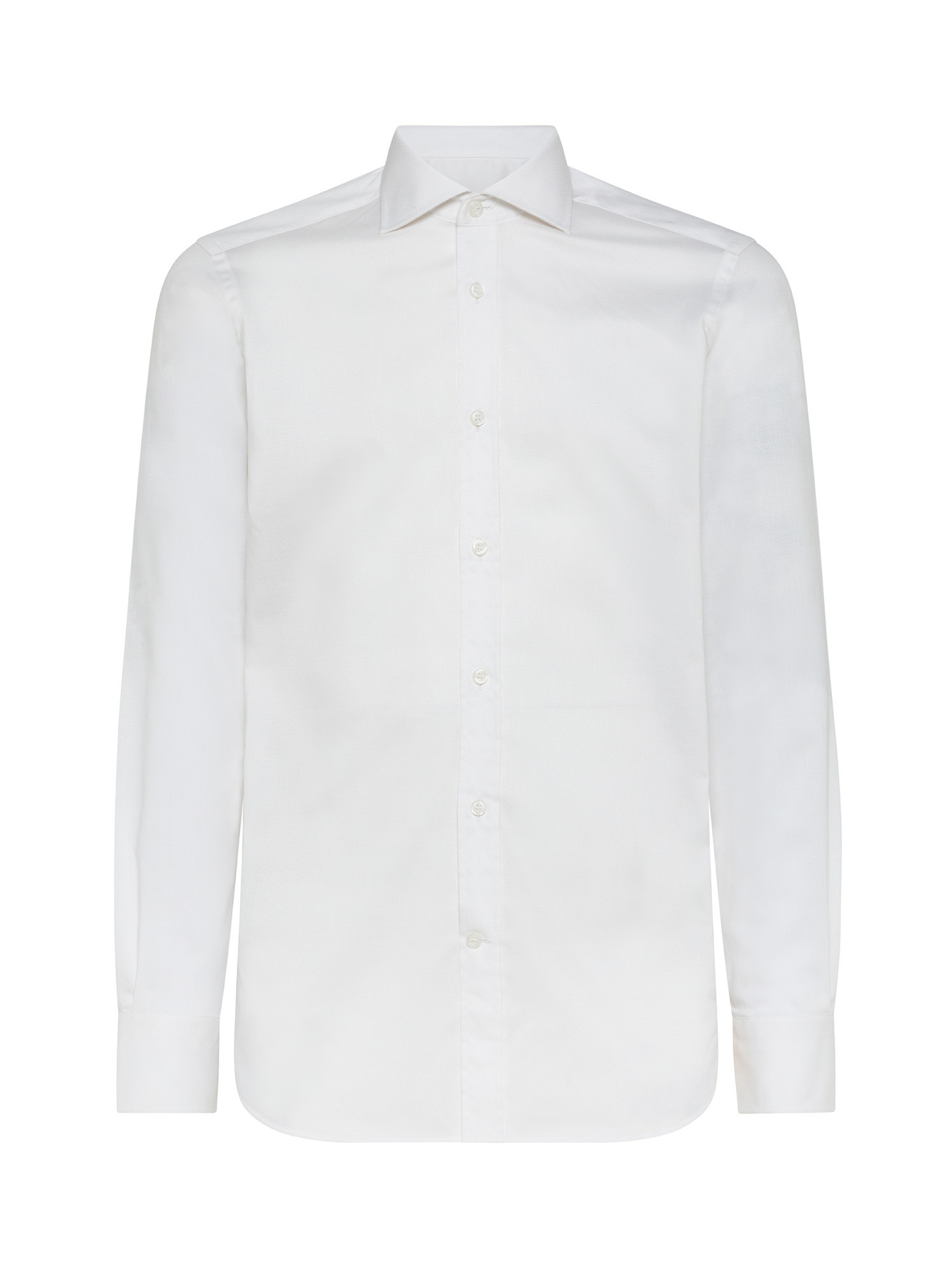 Luca D'Altieri - Camicia slim fit in cotone elasticizzato, Bianco, large image number 0