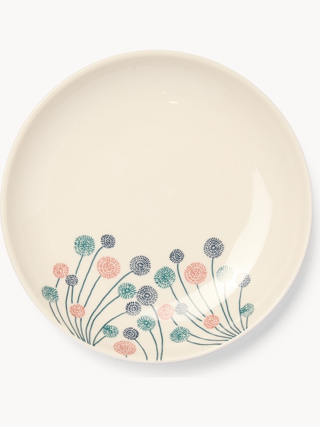 Piattino pane in new bone china motivo a fiori - Prezzo di lancio