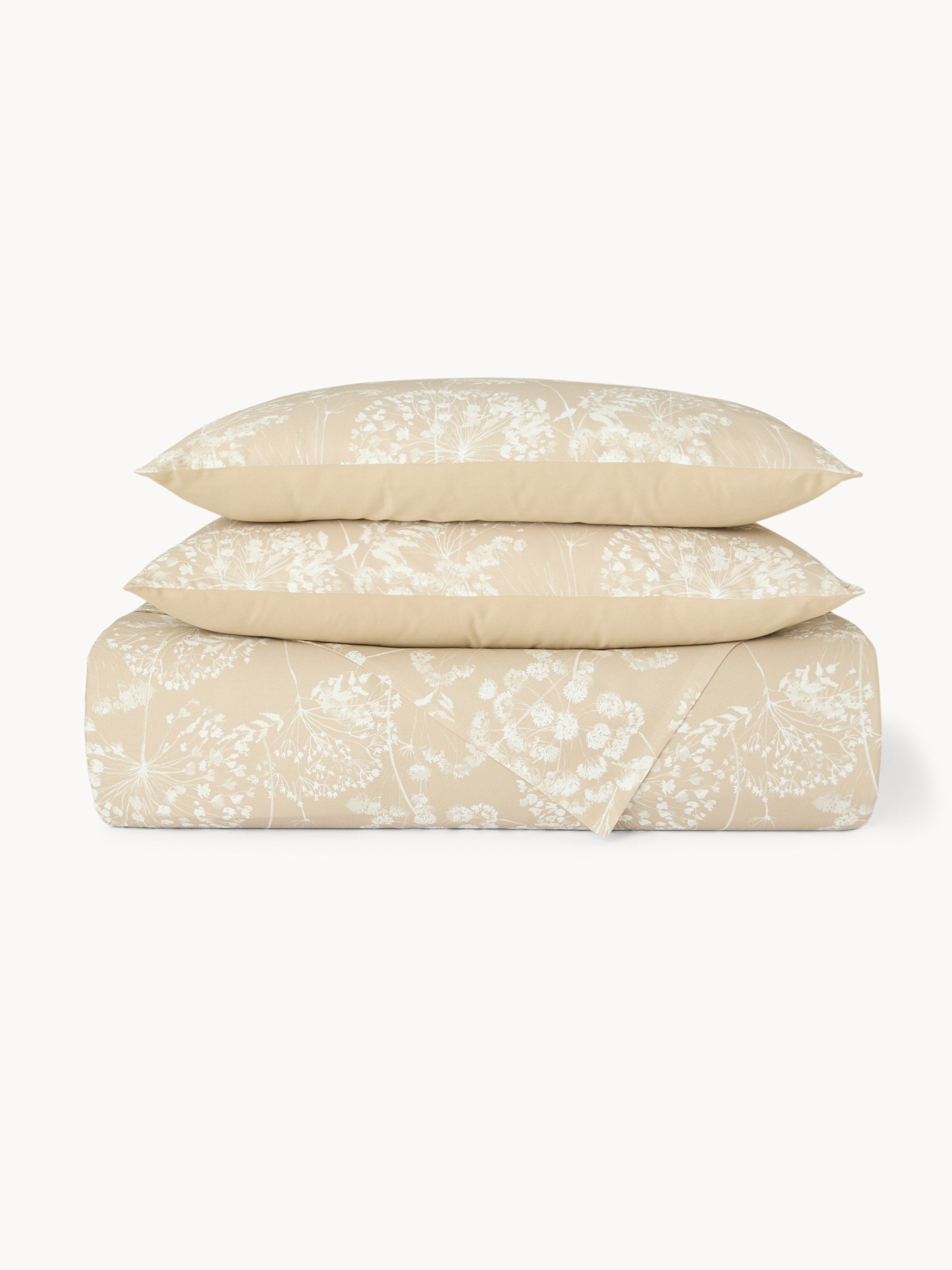 Copripiumino in raso di cotone stampato Portofino, Beige, large image number 0