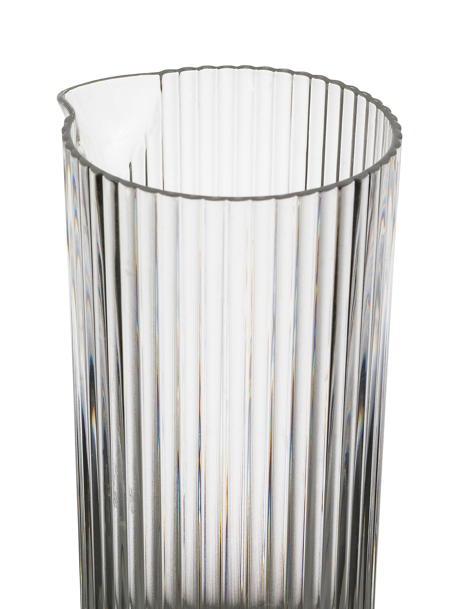 Transparent plastic carafe with striped effect, Transparent, large image number 1