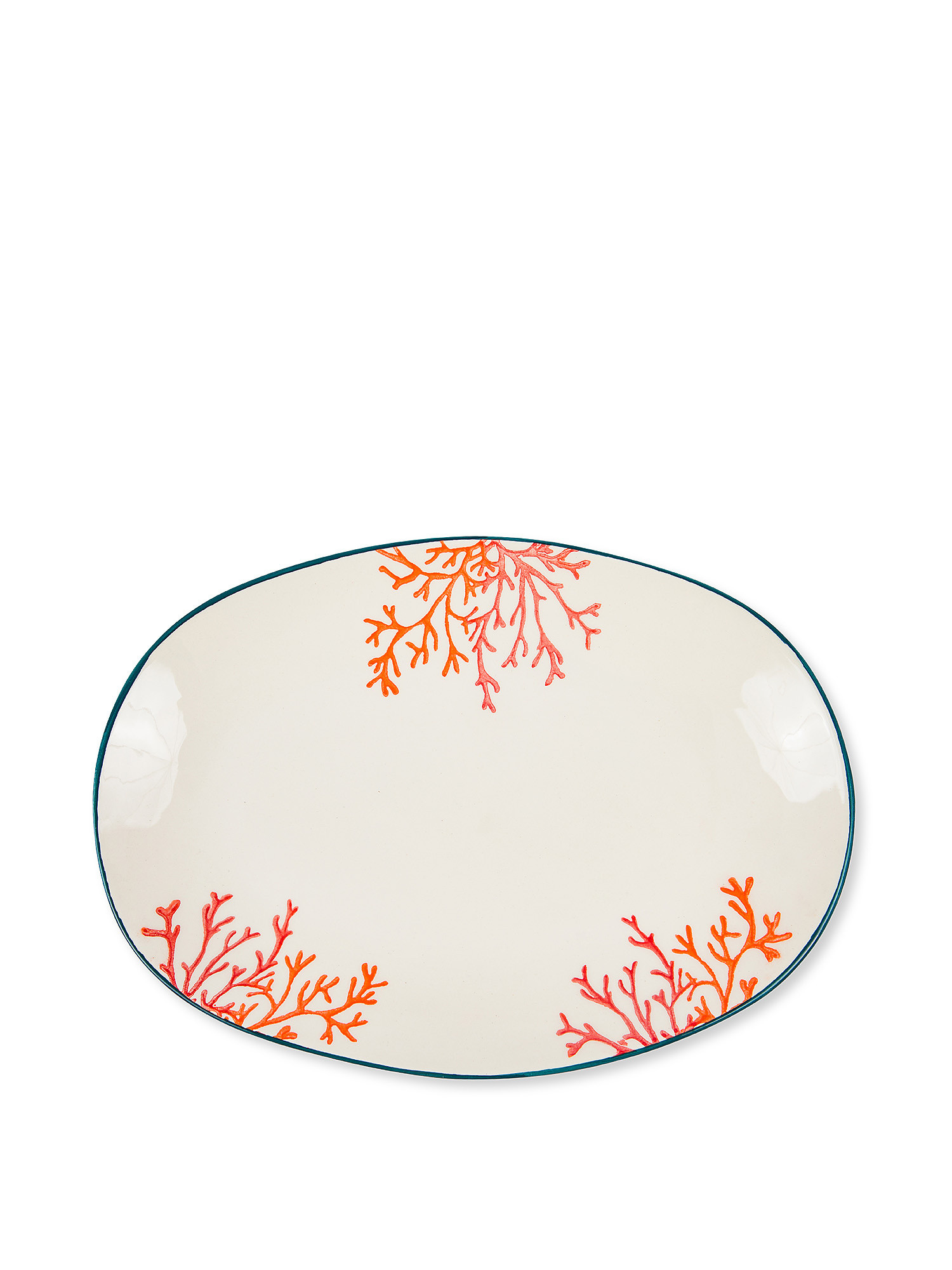 Piatto da portata ceramica motivo coralli, Bianco, large image number 0