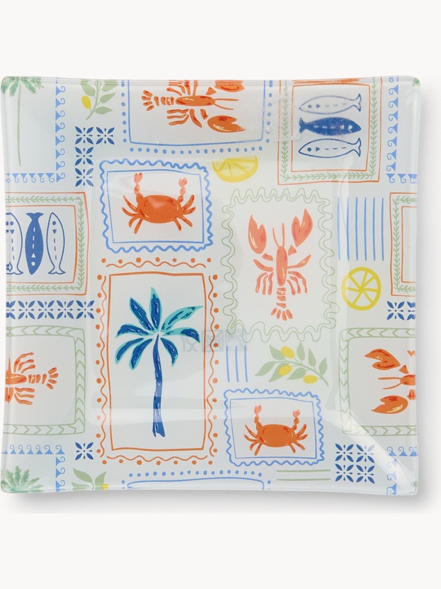 Glass plate with palm decoration - Introductory price