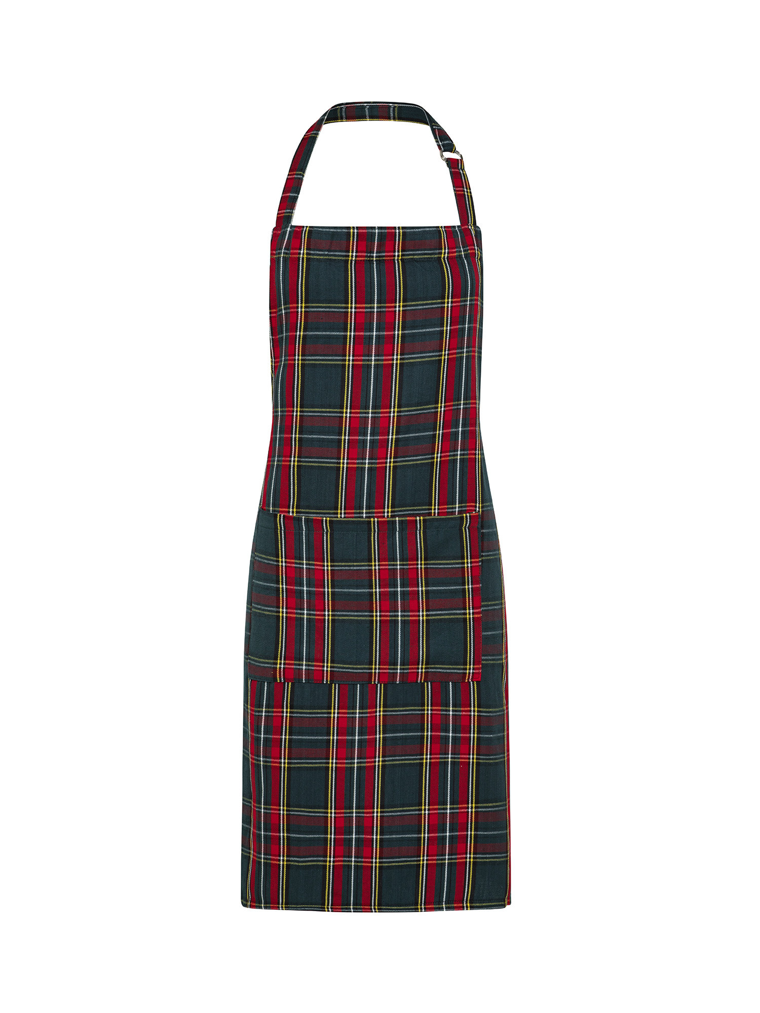 Tartan cotton twill kitchen apron, Dark Green, large image number 0