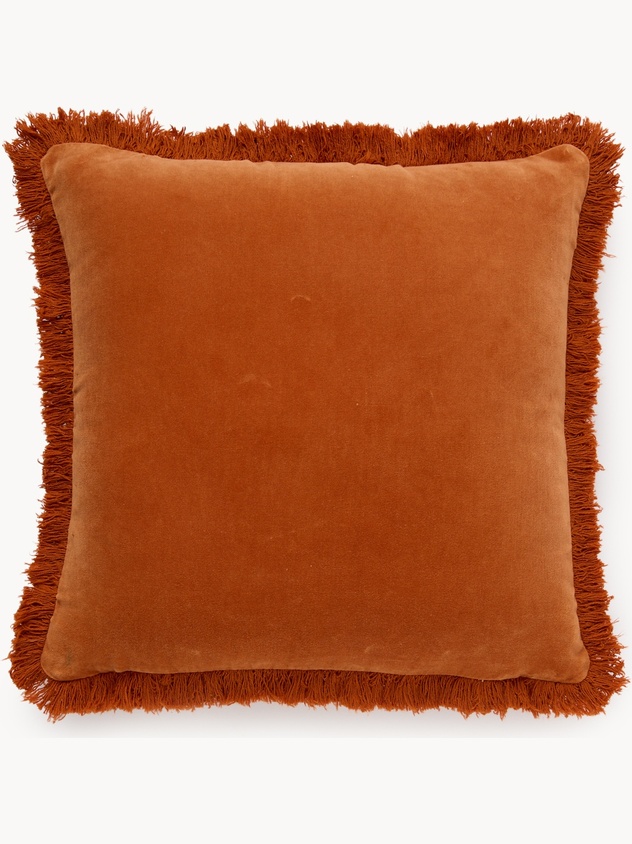 Velvet pillow with fringe 45x45cm