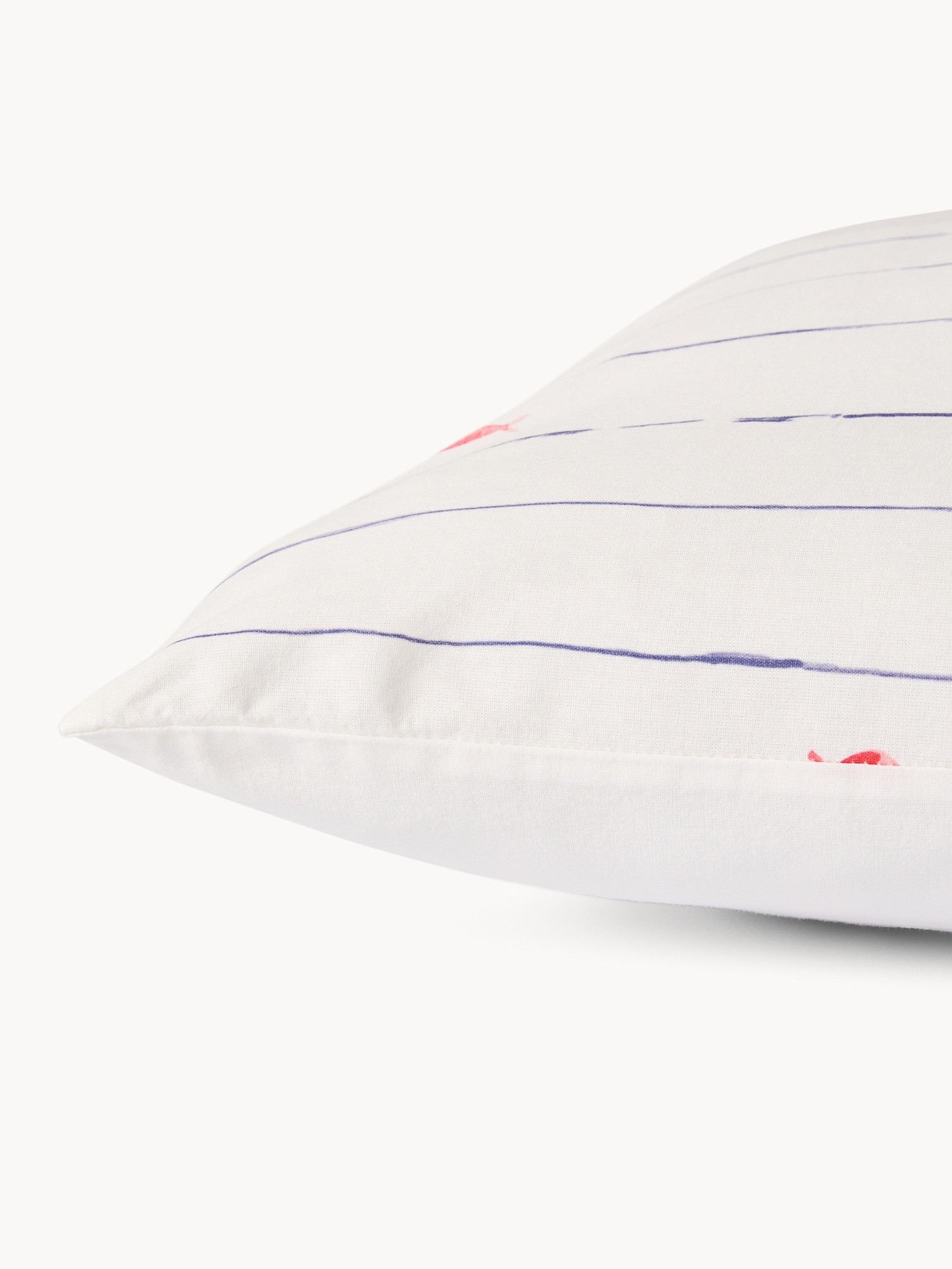 Federa in cotone lavato fantasia a righe e pesci, Multicolor, large image number 2