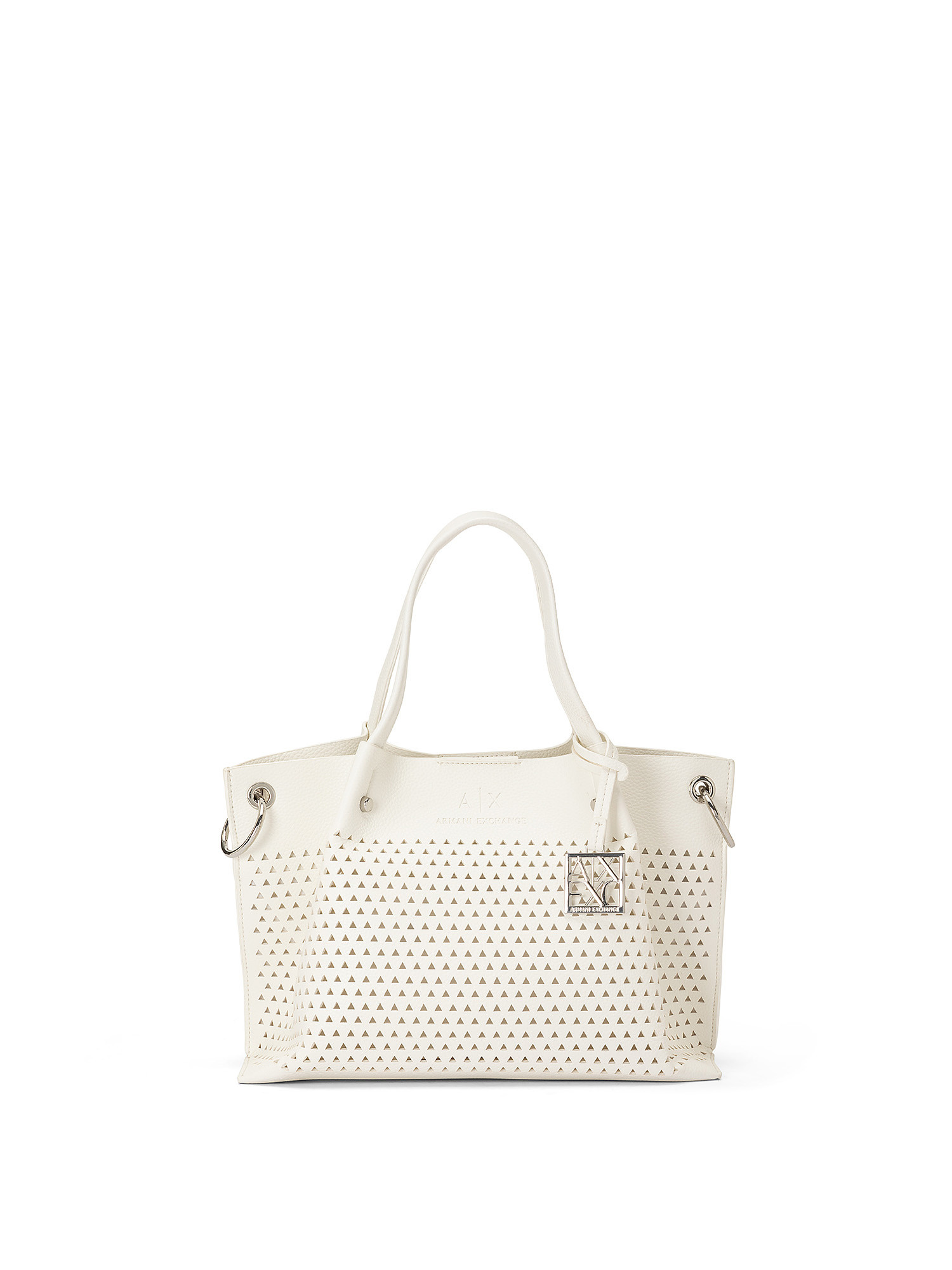 Shopping bag con cerniera superiore, Bianco, large image number 0