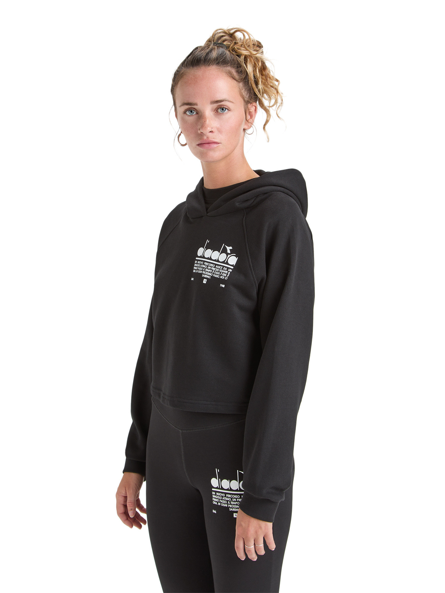 Diadora - Manifesto cotton hoodie, Black, large image number 2