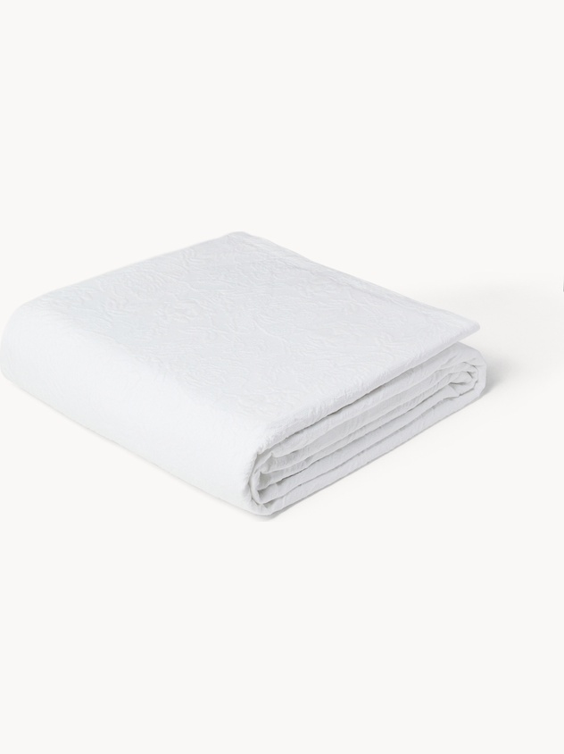 Solid Floral Cotton Blend Bedspread - Discounted Price