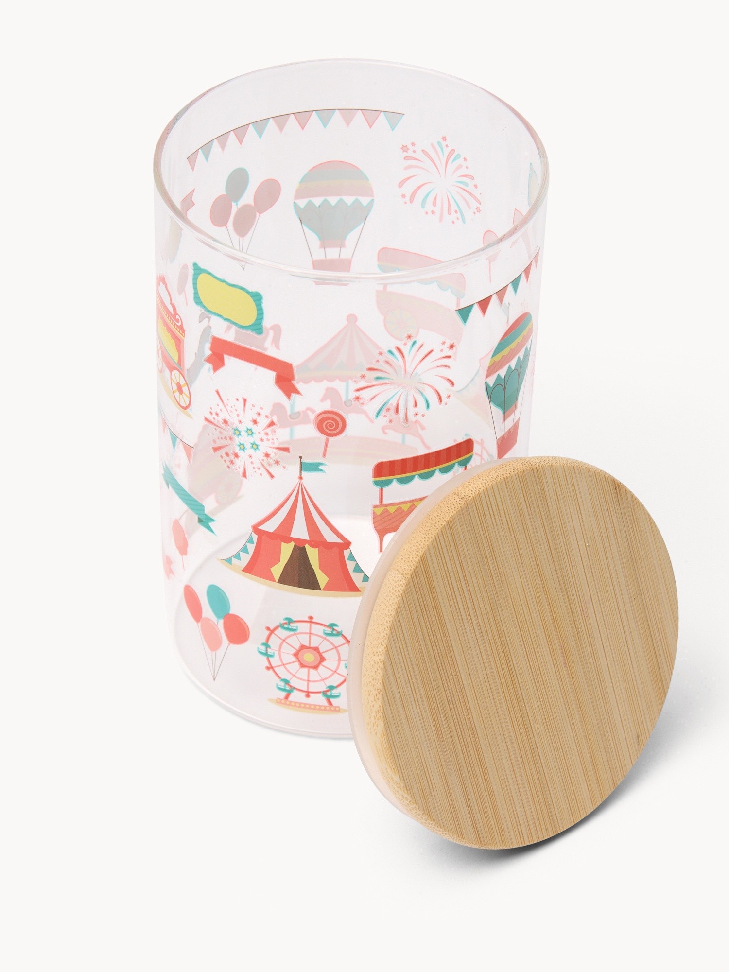 Borosilicate glass jar with bamboo lid - Introductory price, Bianco/Rosso, large image number 1
