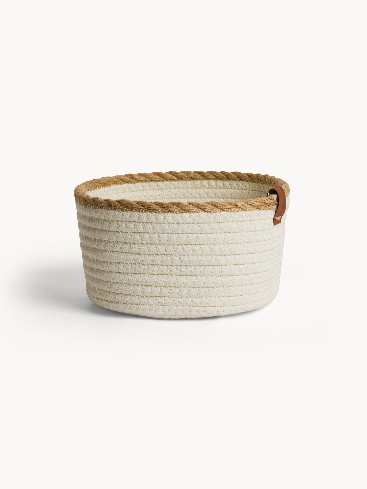 Basket with woven edge, Natural, large image number 0