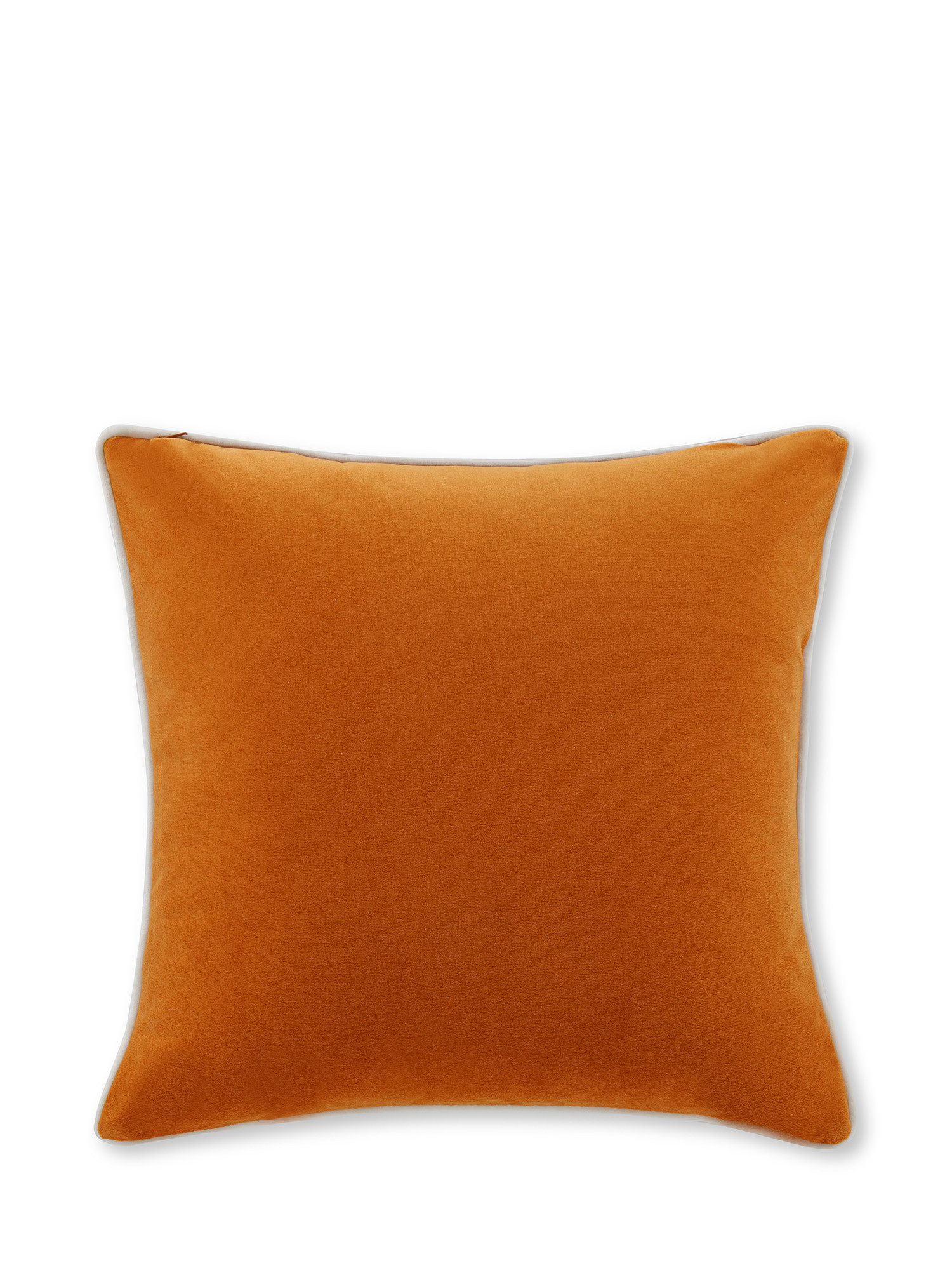 Cuscino in velluto con piping applicato sul bordo 45x45 cm, Arancione, large image number 1