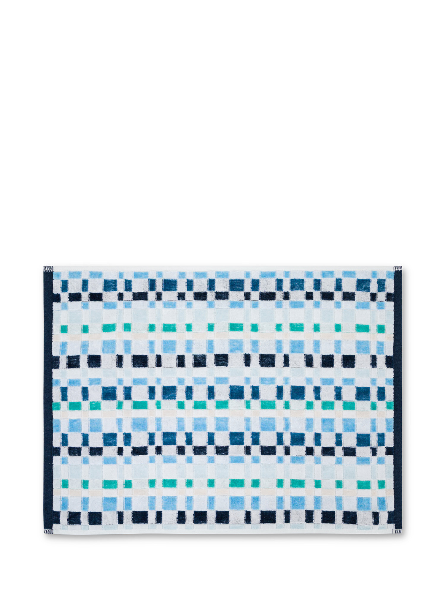 Asciugamano cotone velour motivo mosaico, Azzurro, large image number 1