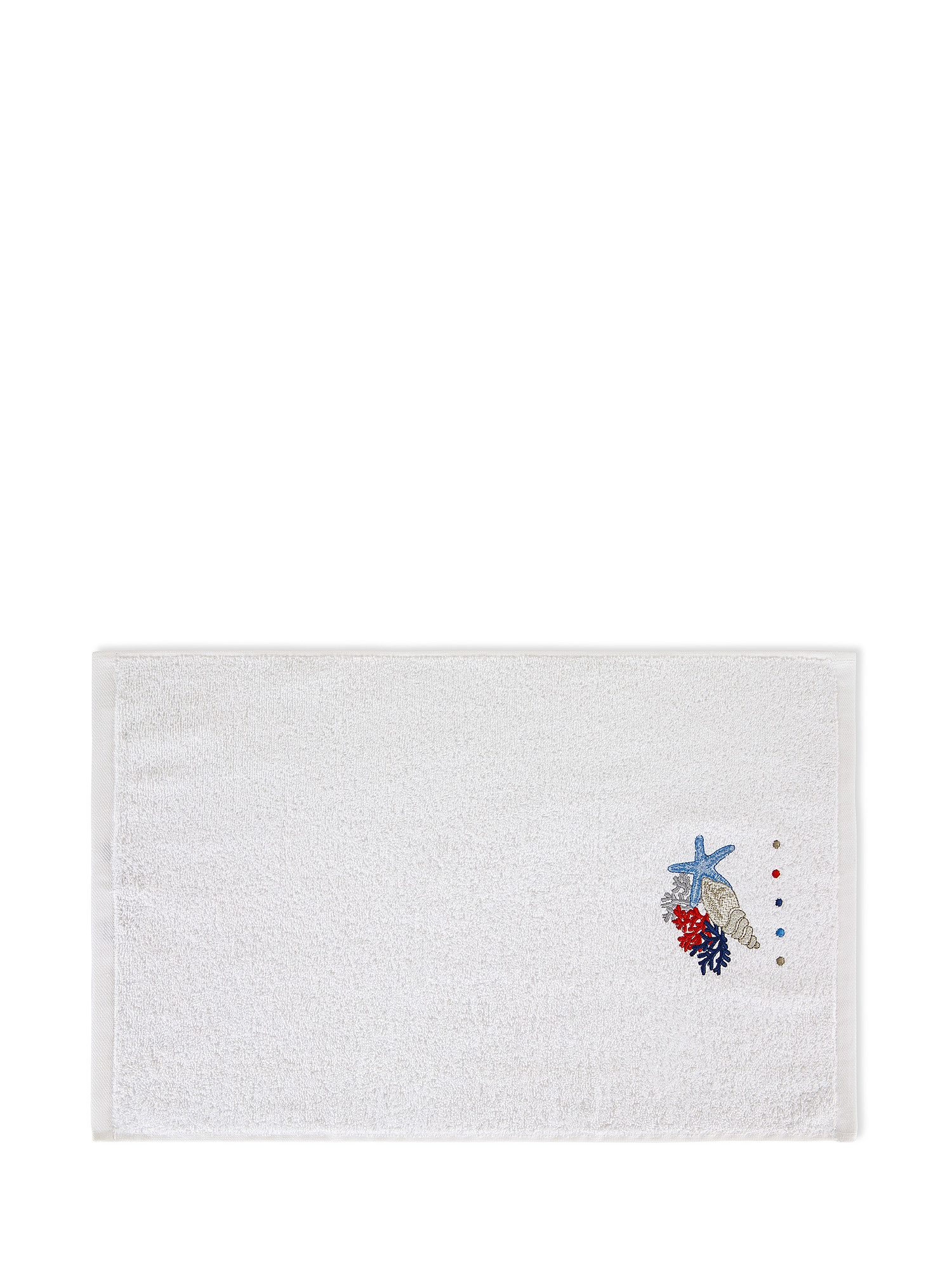 Asciugamano spugna di cotone ricamo conchiglie, Beige, large image number 1