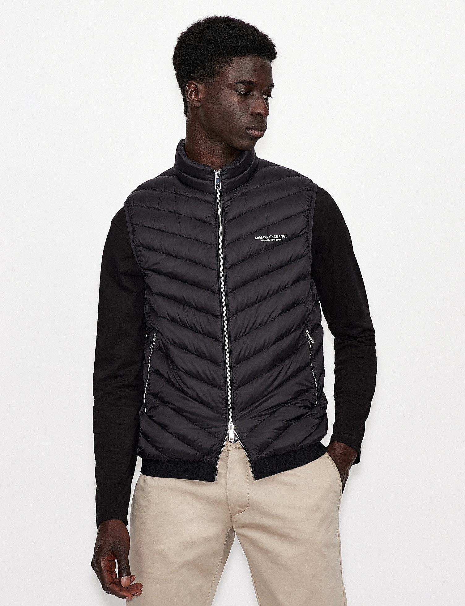 Armani Exchange - Padded sleeveless down jacket, Black, large image number 2