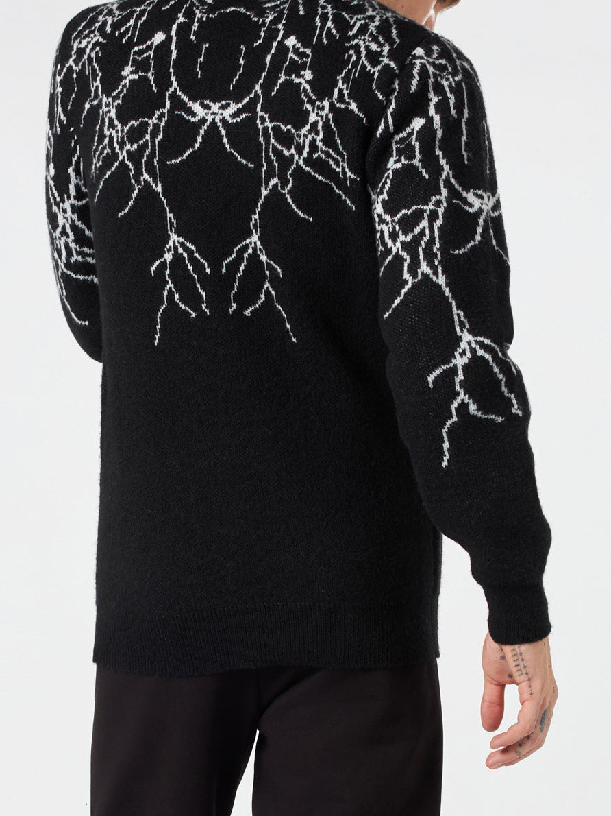 Phobia - Lightning bolt sweater, Black, large image number 2