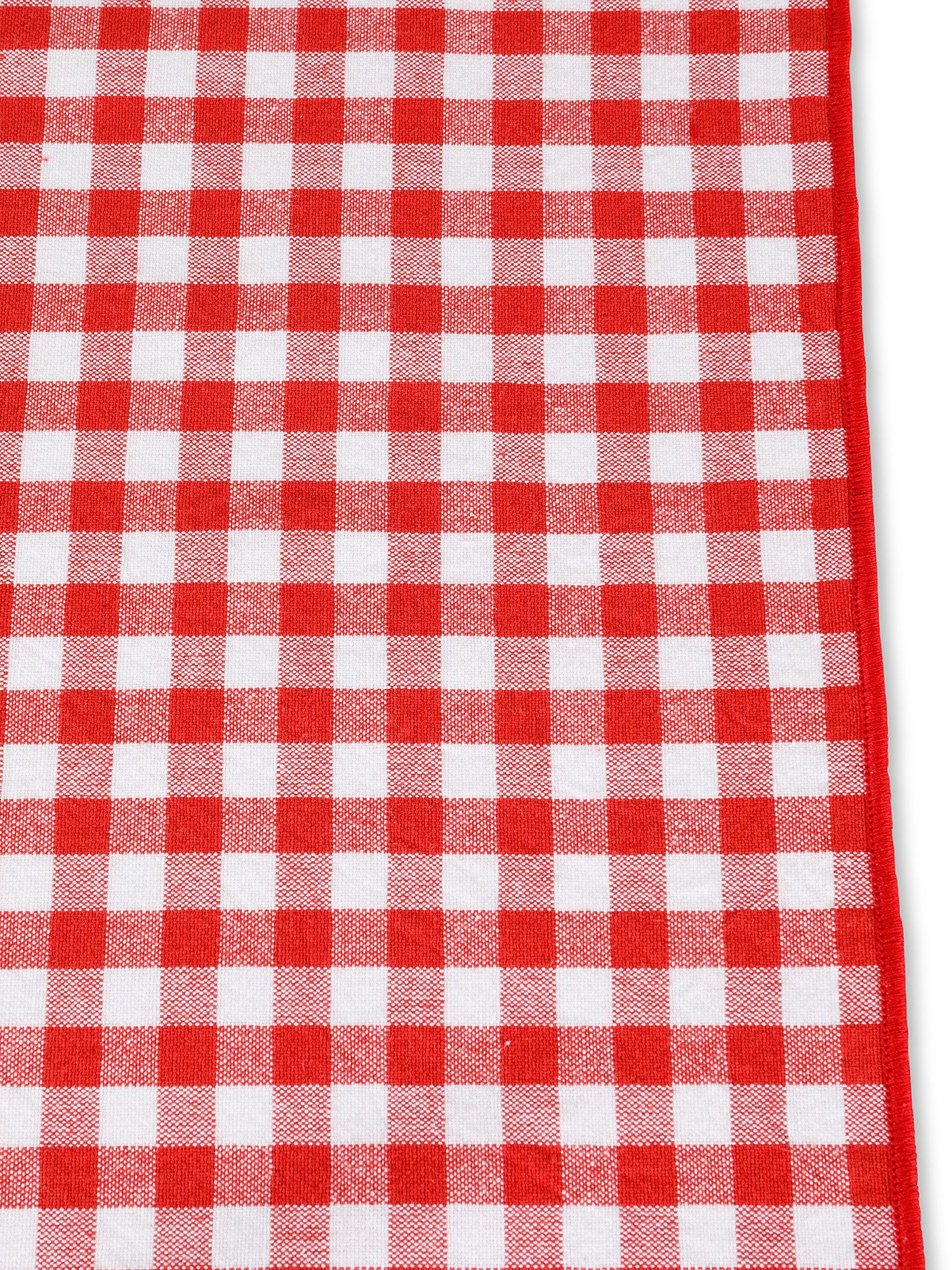 Vichy patterned cotton table runner, Red, large image number 1