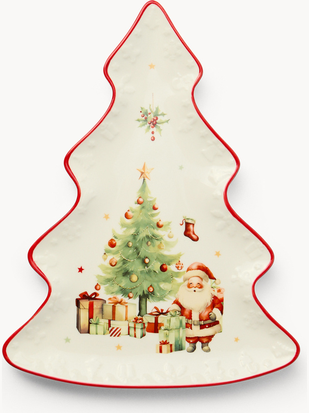 Vintage Christmas porcelain tree-shaped saucer