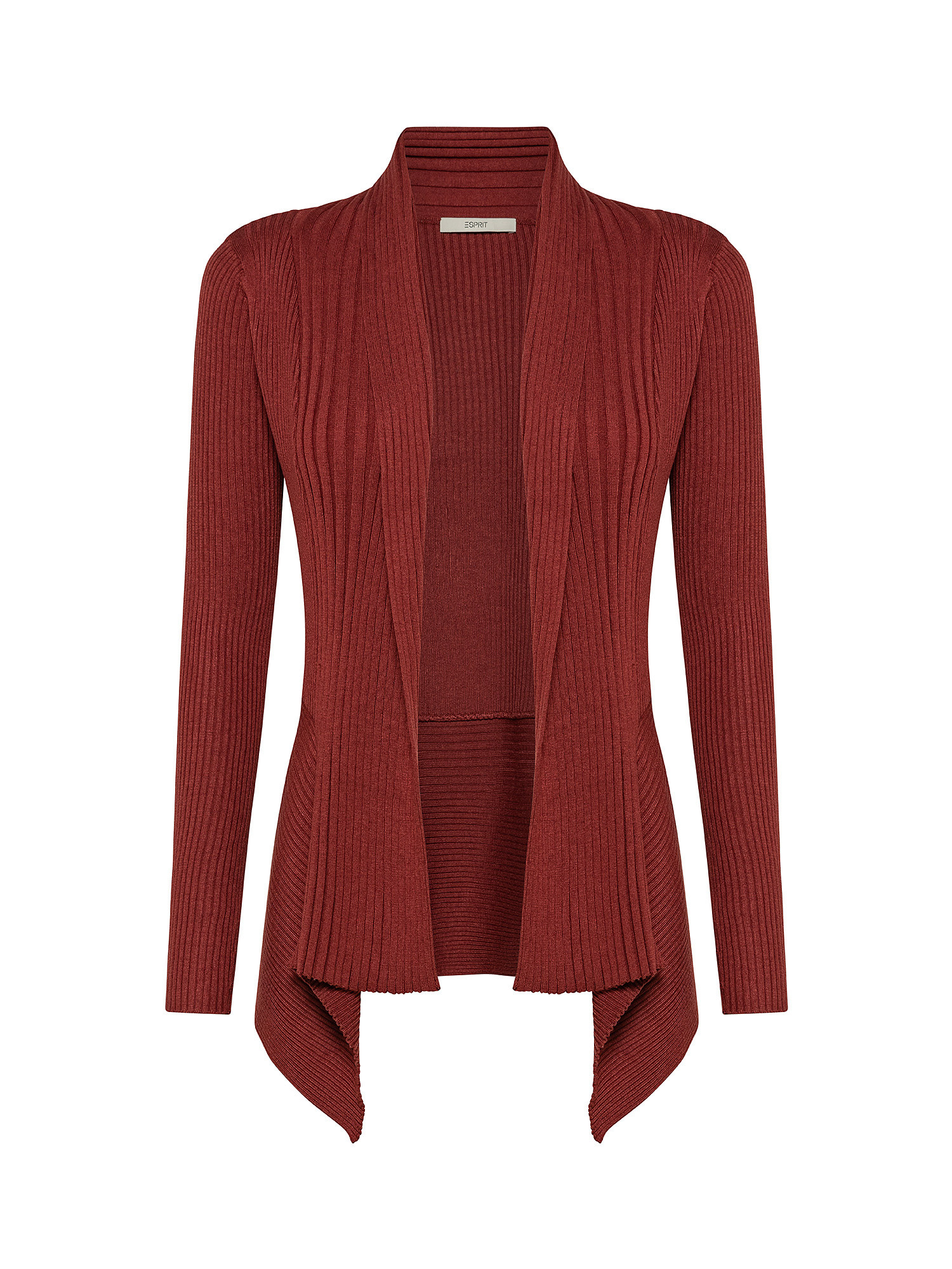 Open ribbed cardigan, Brick Red, large image number 0