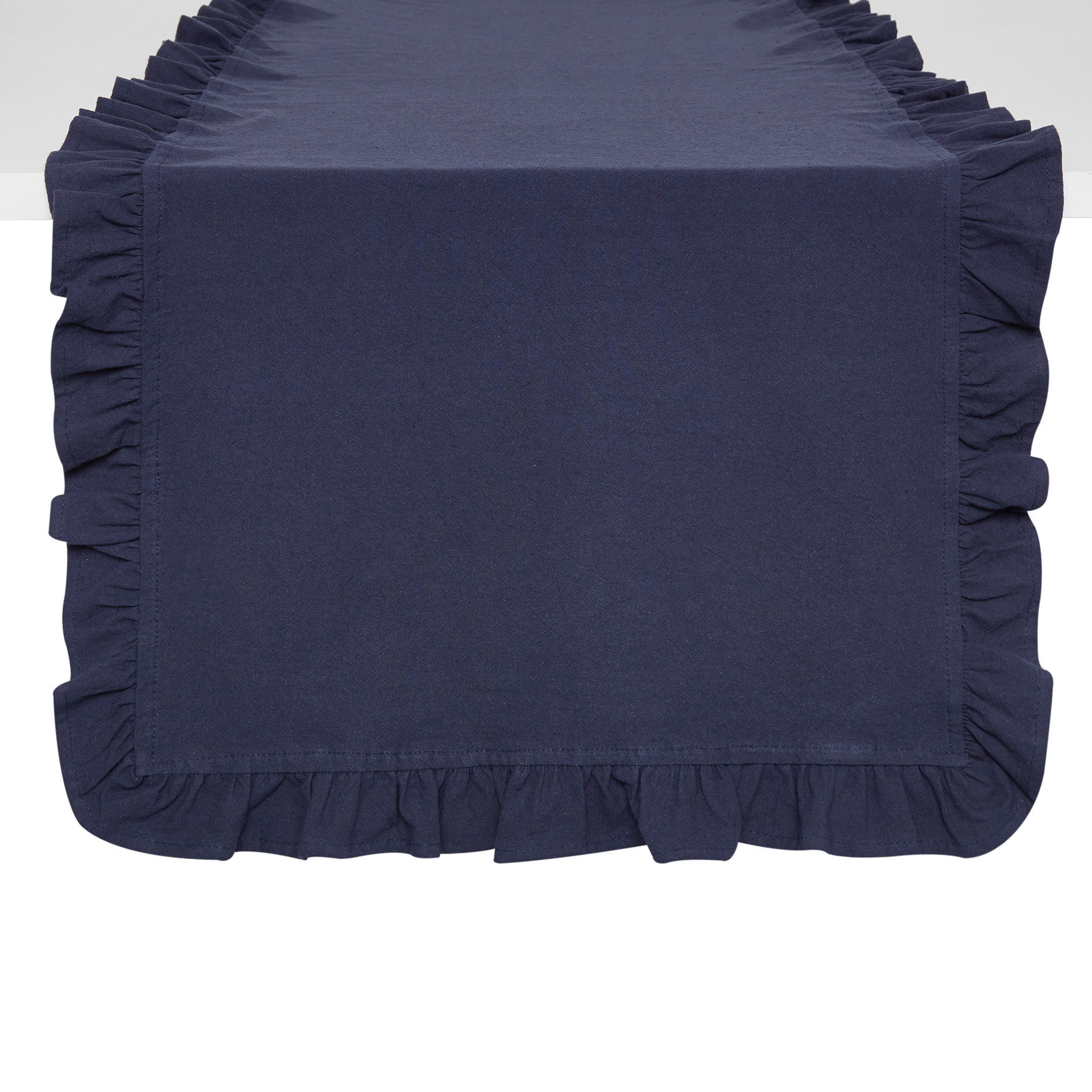 Runner puro cotone garment washed bordo volant, Blu scuro, large