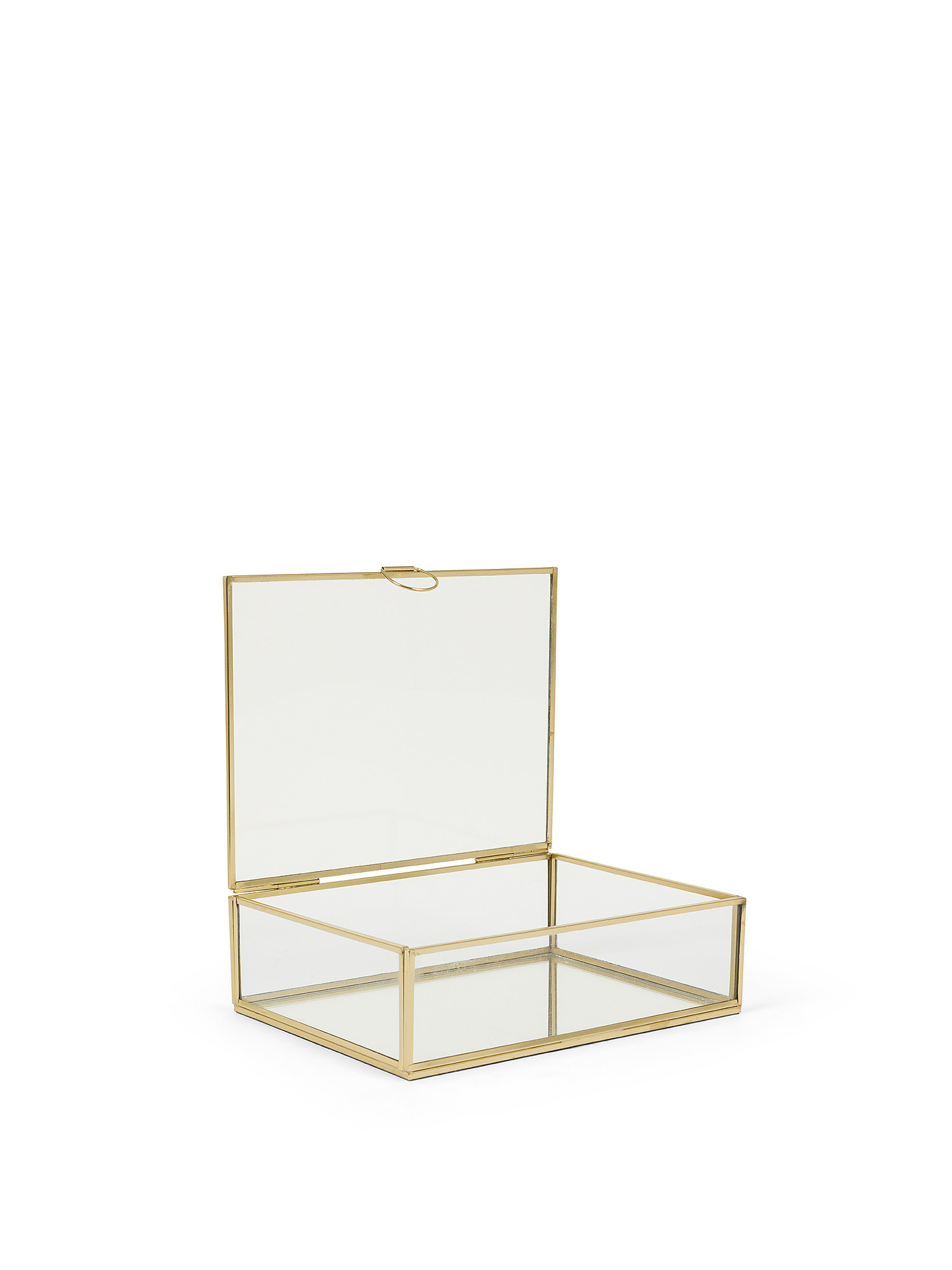 Glass jewelery box with golden edges, Transparent, large image number 1