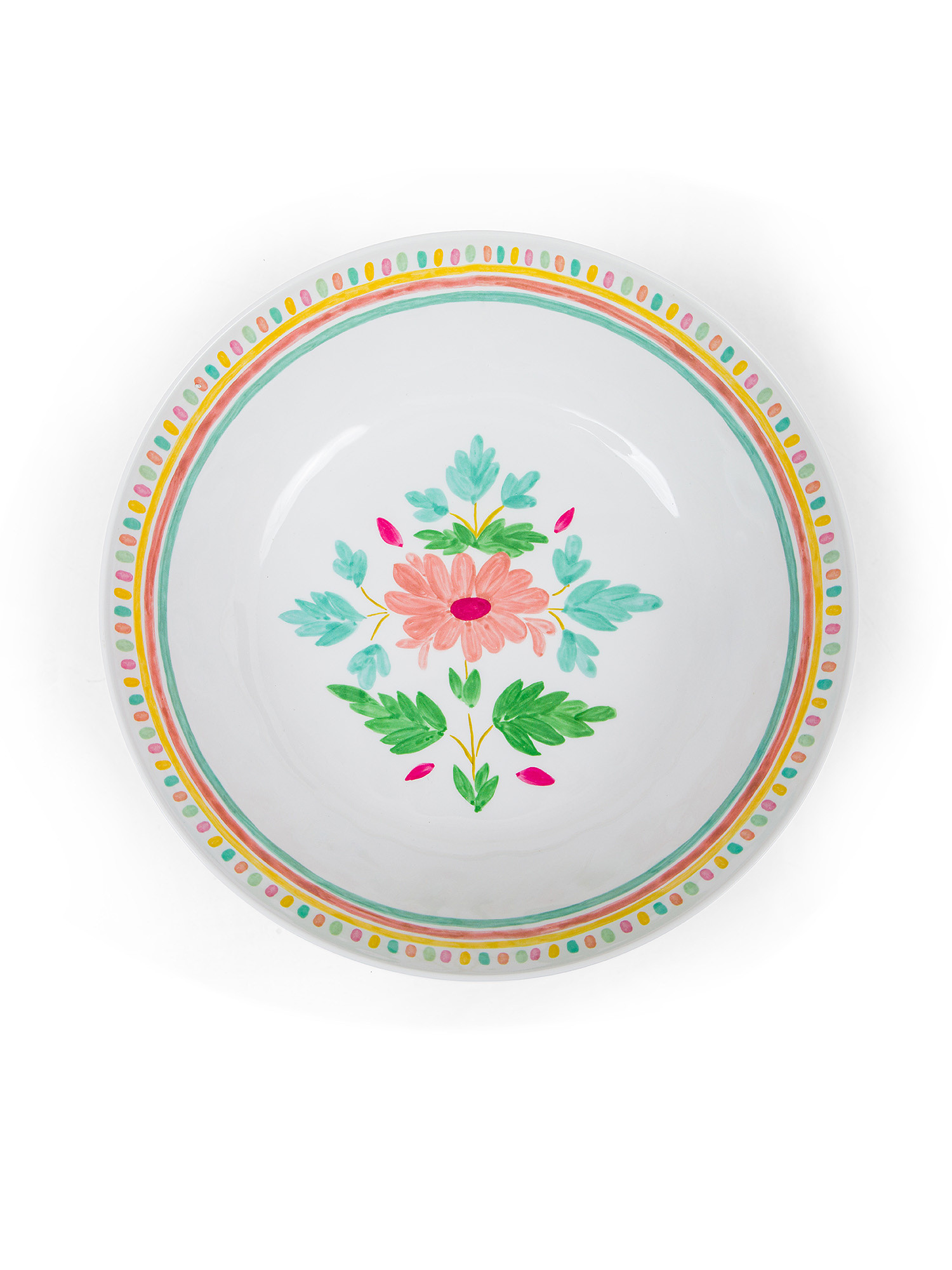 Melamine salad bowl with flower motif, White, large image number 1