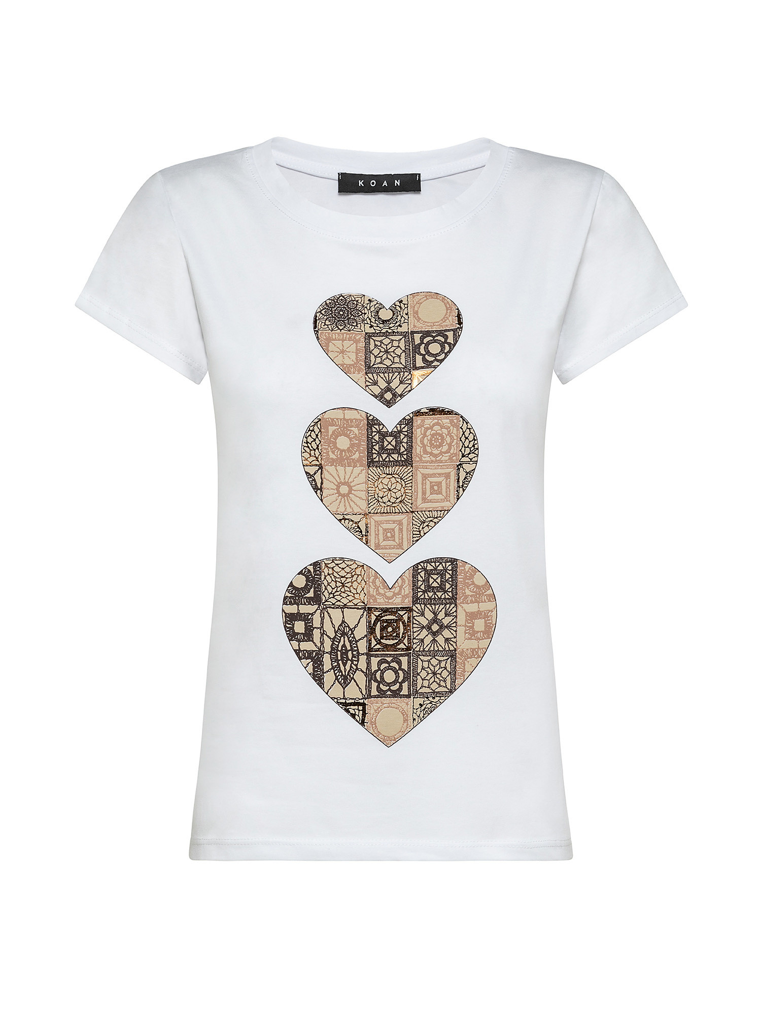Round neck T-shirt with hearts, White, large image number 0