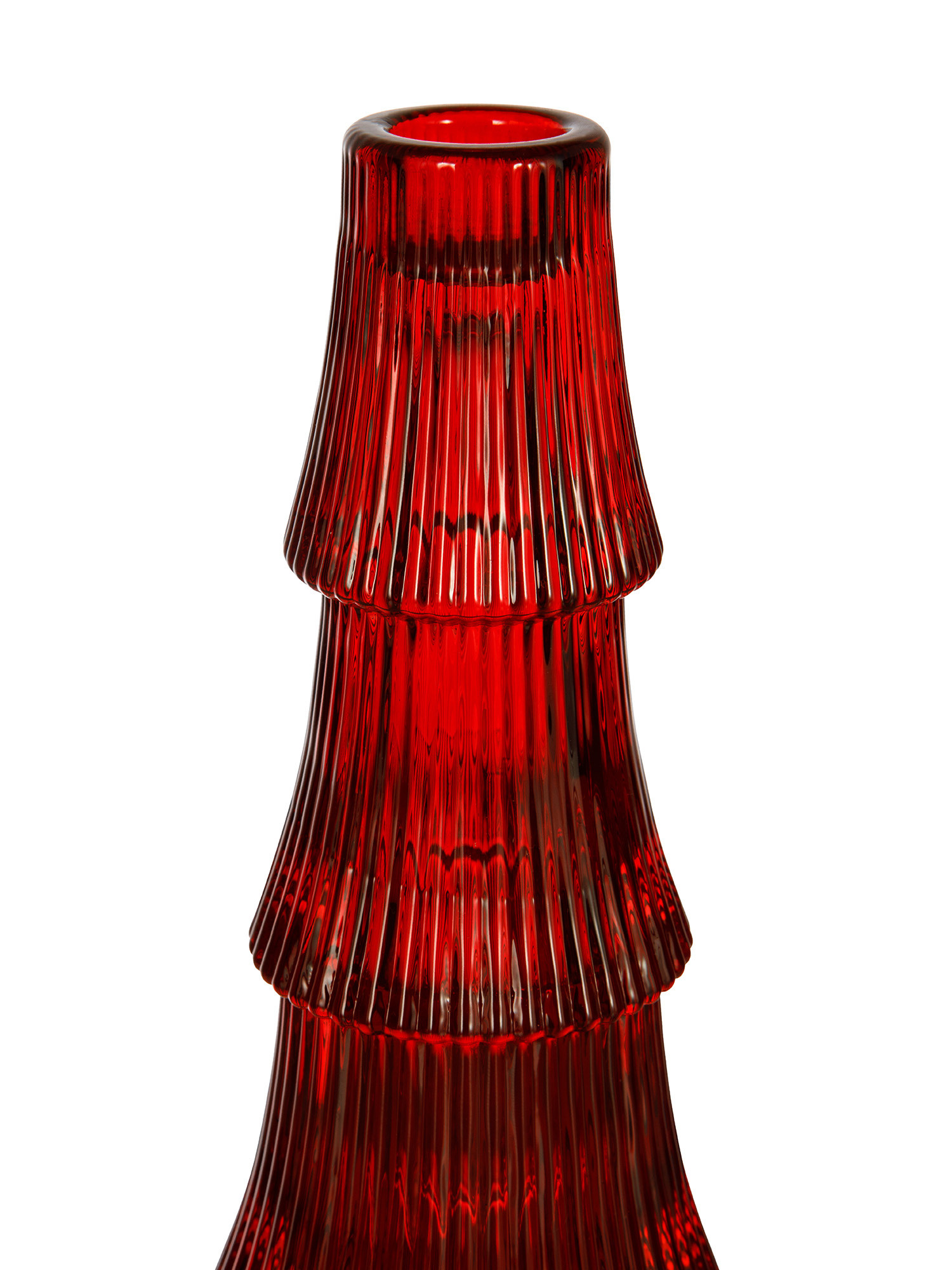 Glass candle holder, Red, large image number 1