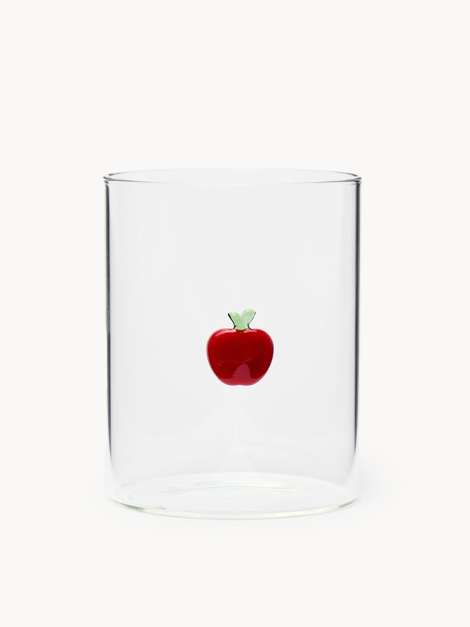 Bicchiere in vetro borosilicato dettaglio mela, Trasparente, large image number 0