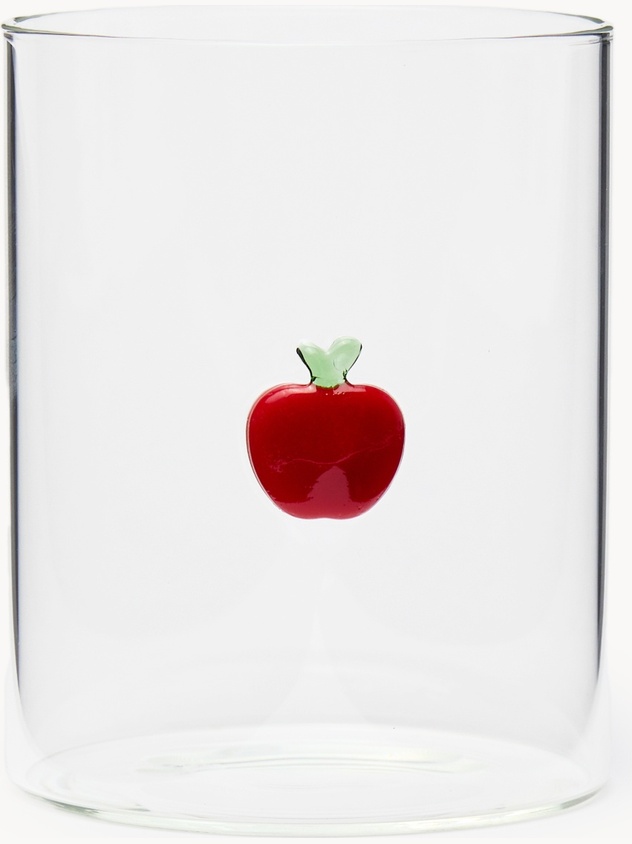 Bicchiere in vetro borosilicato dettaglio mela