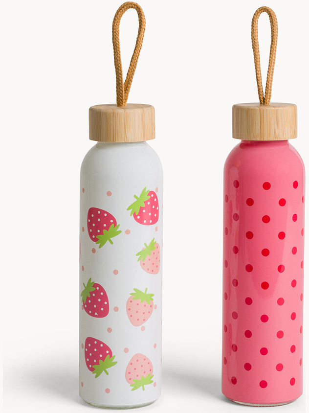 Glass water bottle with bamboo lid
